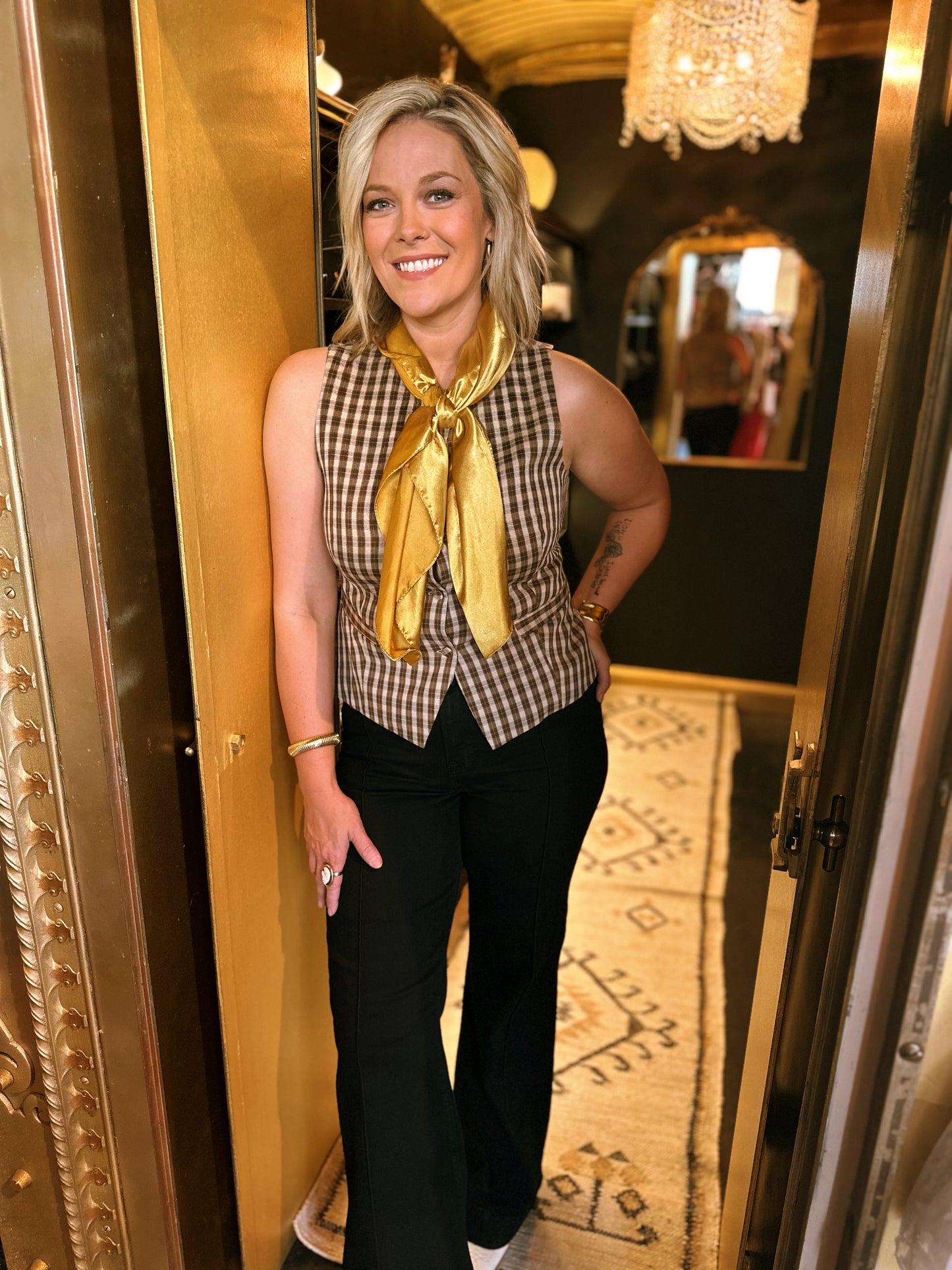 The Kensington Plaid Button Down Vest Top