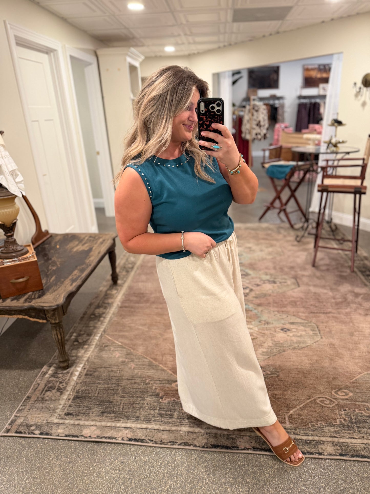 Linen Palazzo Pant – Sand