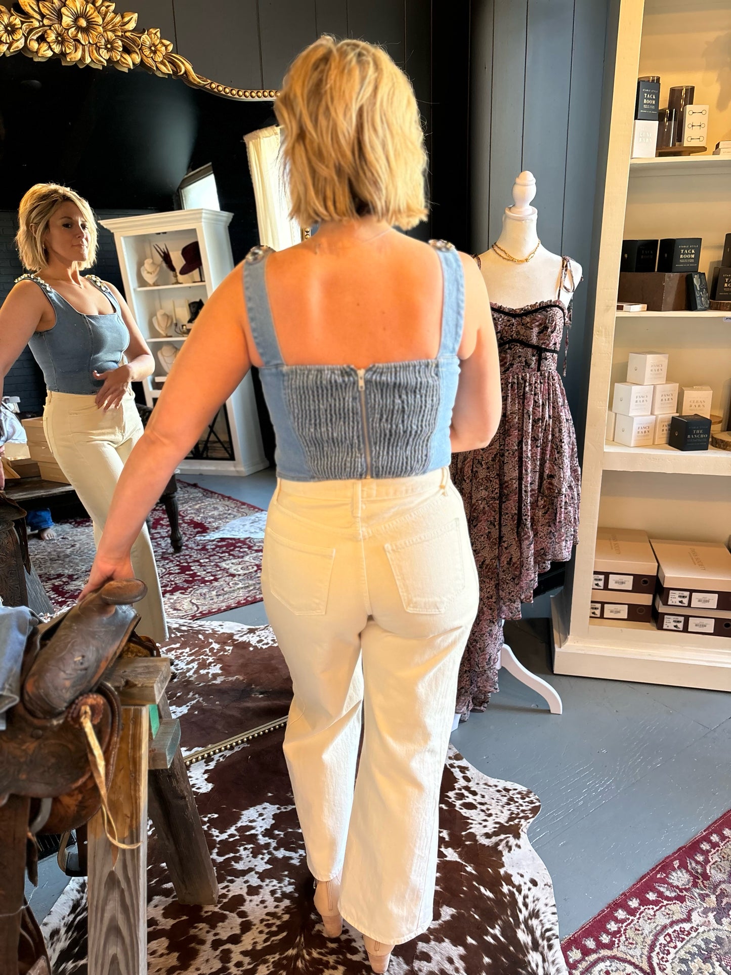 Etta’s Crystal Denim Corset Top