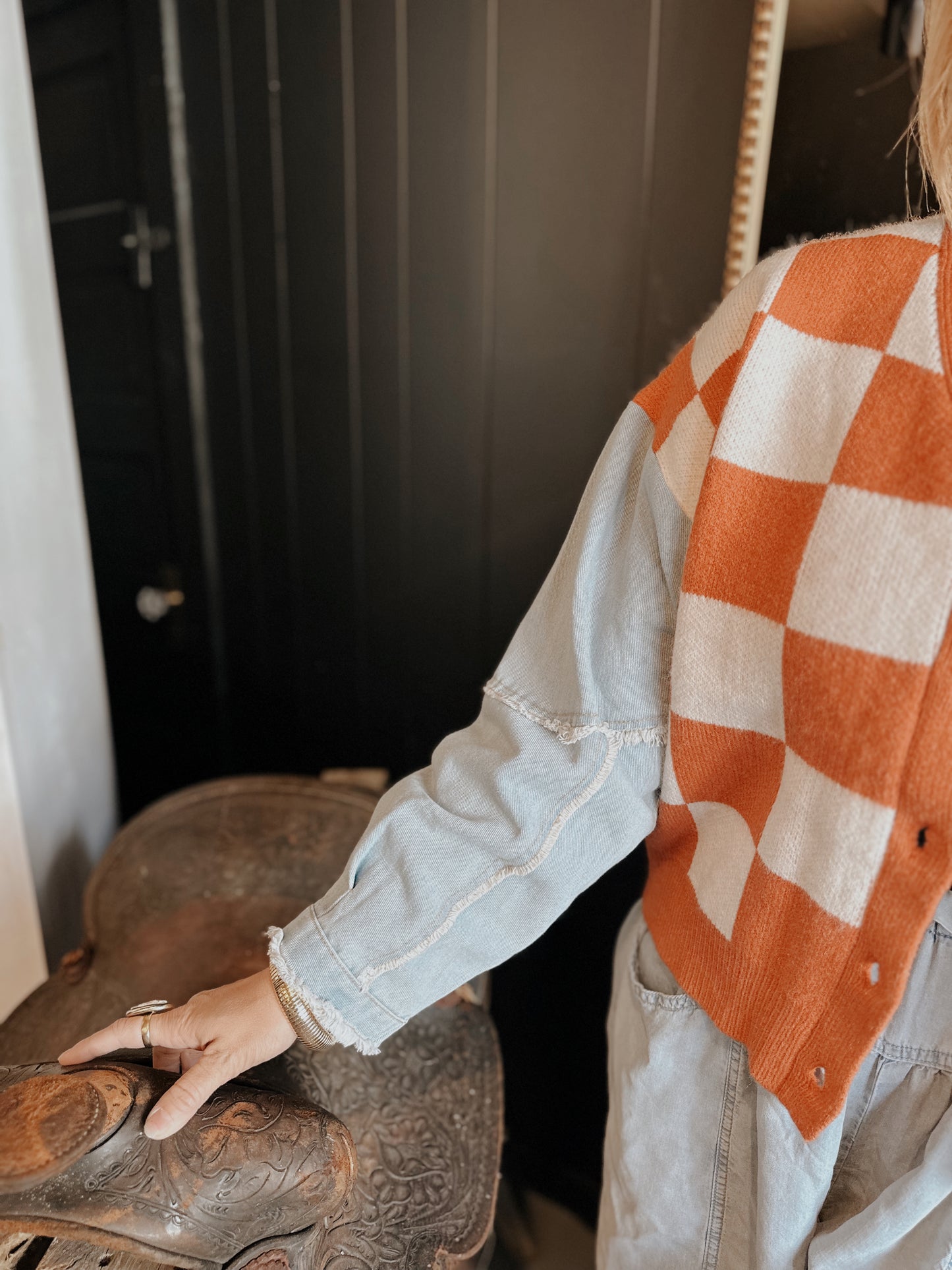 Sunset Check Sweater