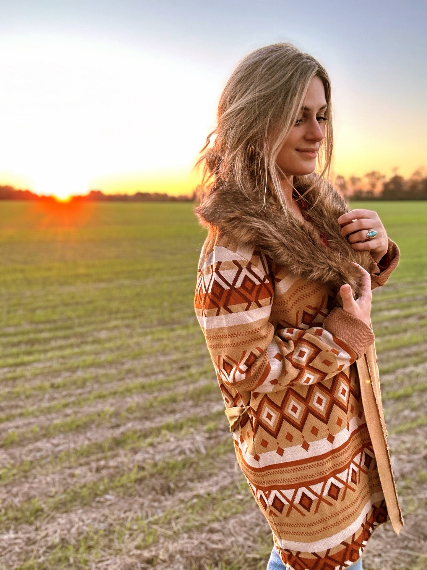Wyoming Fur Collar Cardigan