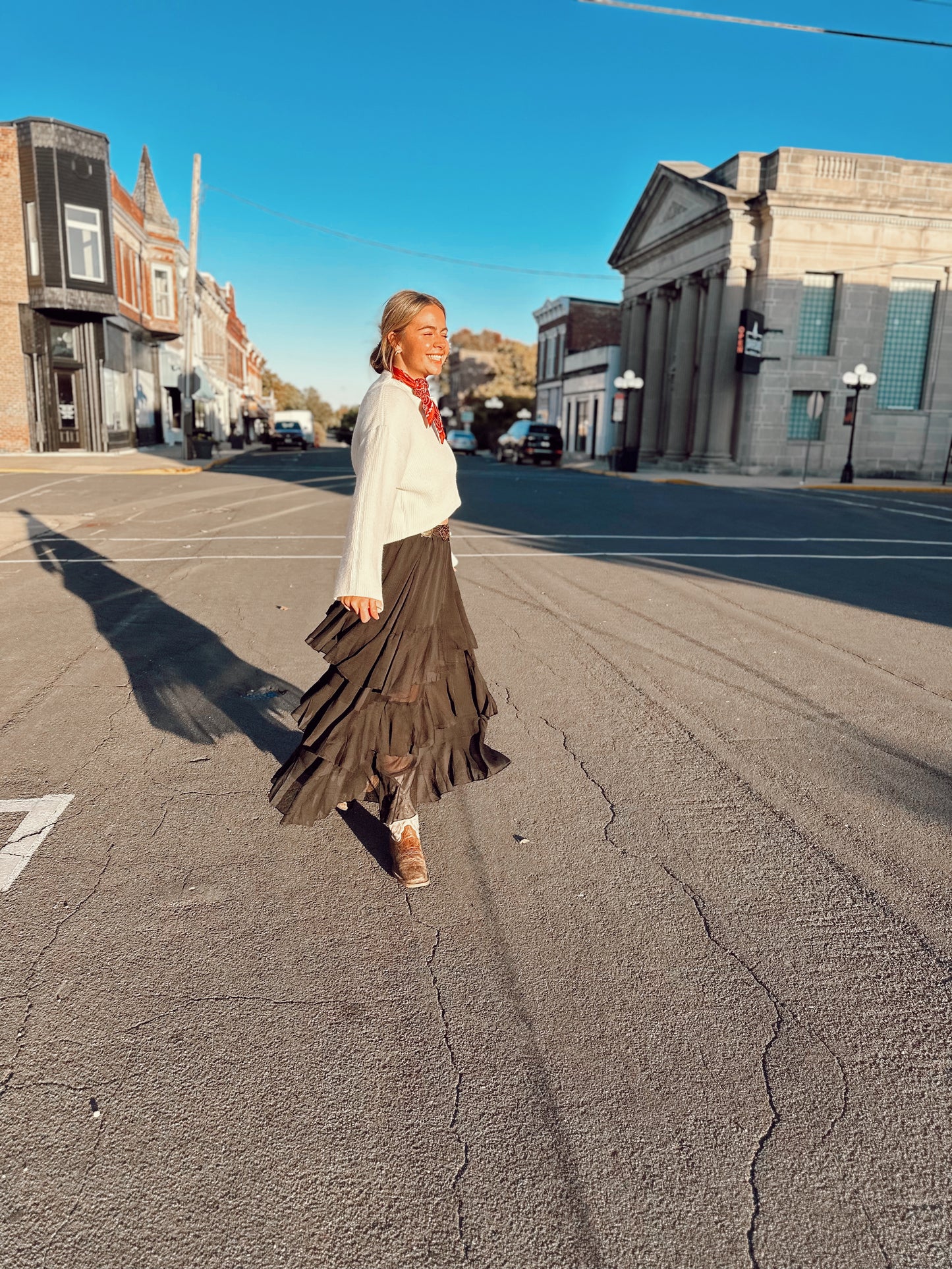 Tiered Ruffle Maxi Skirt Black