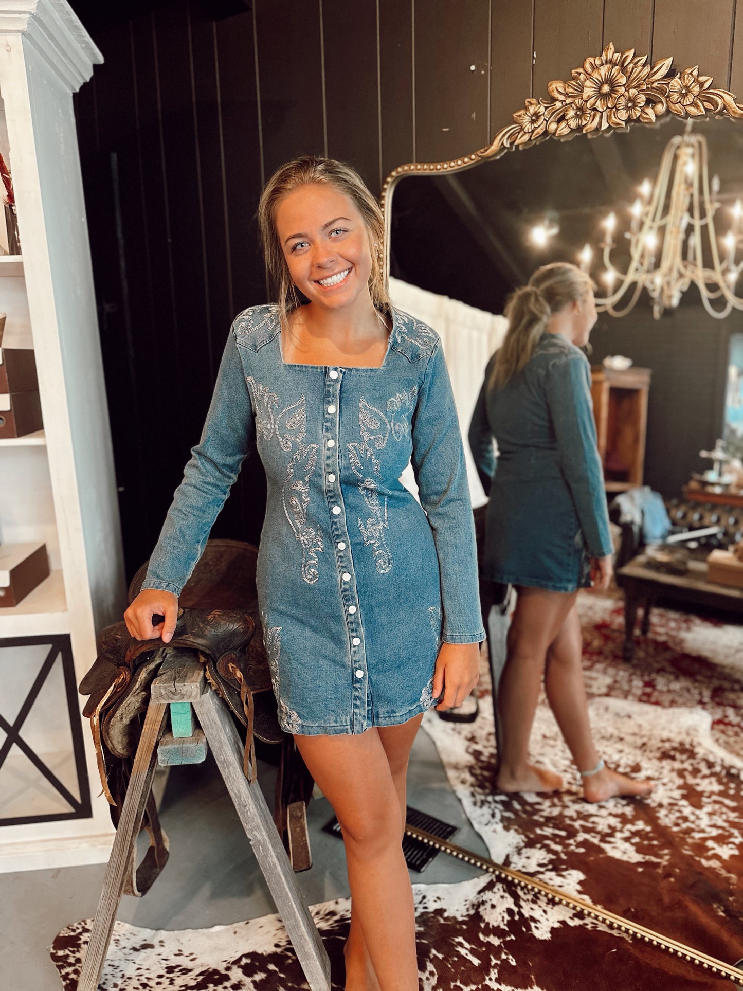 The Paisley Pearl Denim Dress