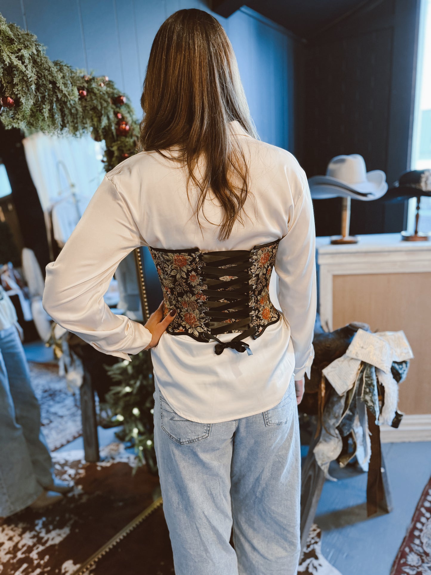 Floral Tapestry Corset Top