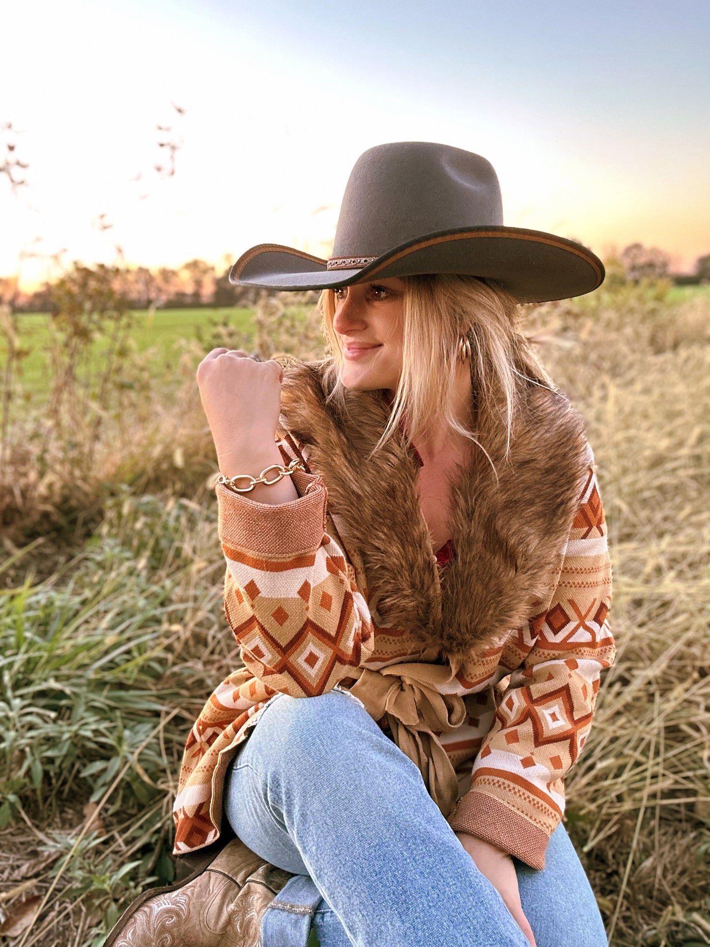 Wyoming Fur Collar Cardigan