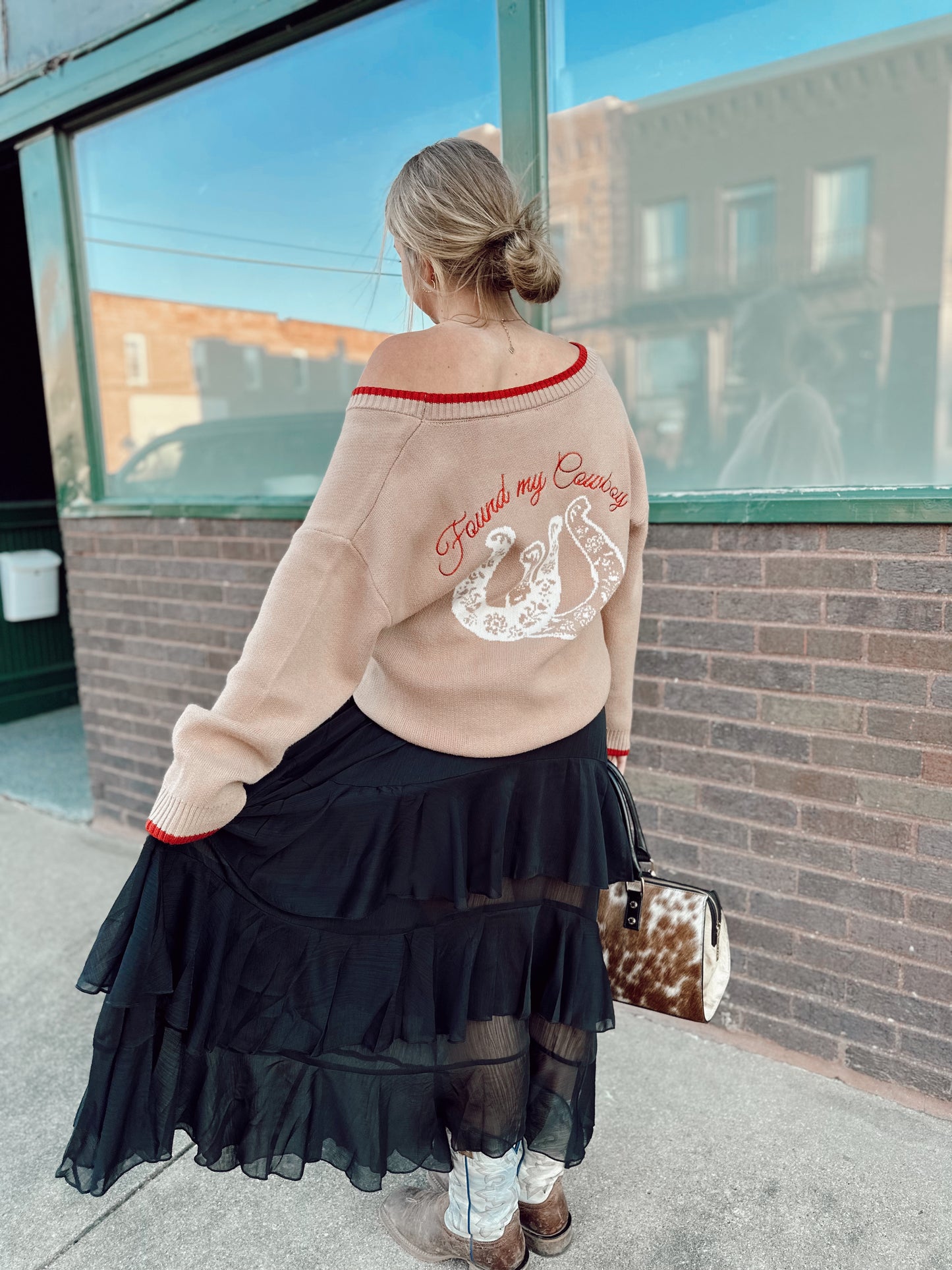 Tiered Ruffle Maxi Skirt Black