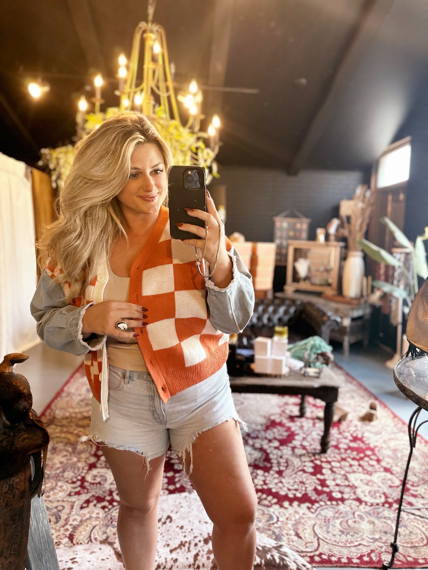 Sunset Check Sweater