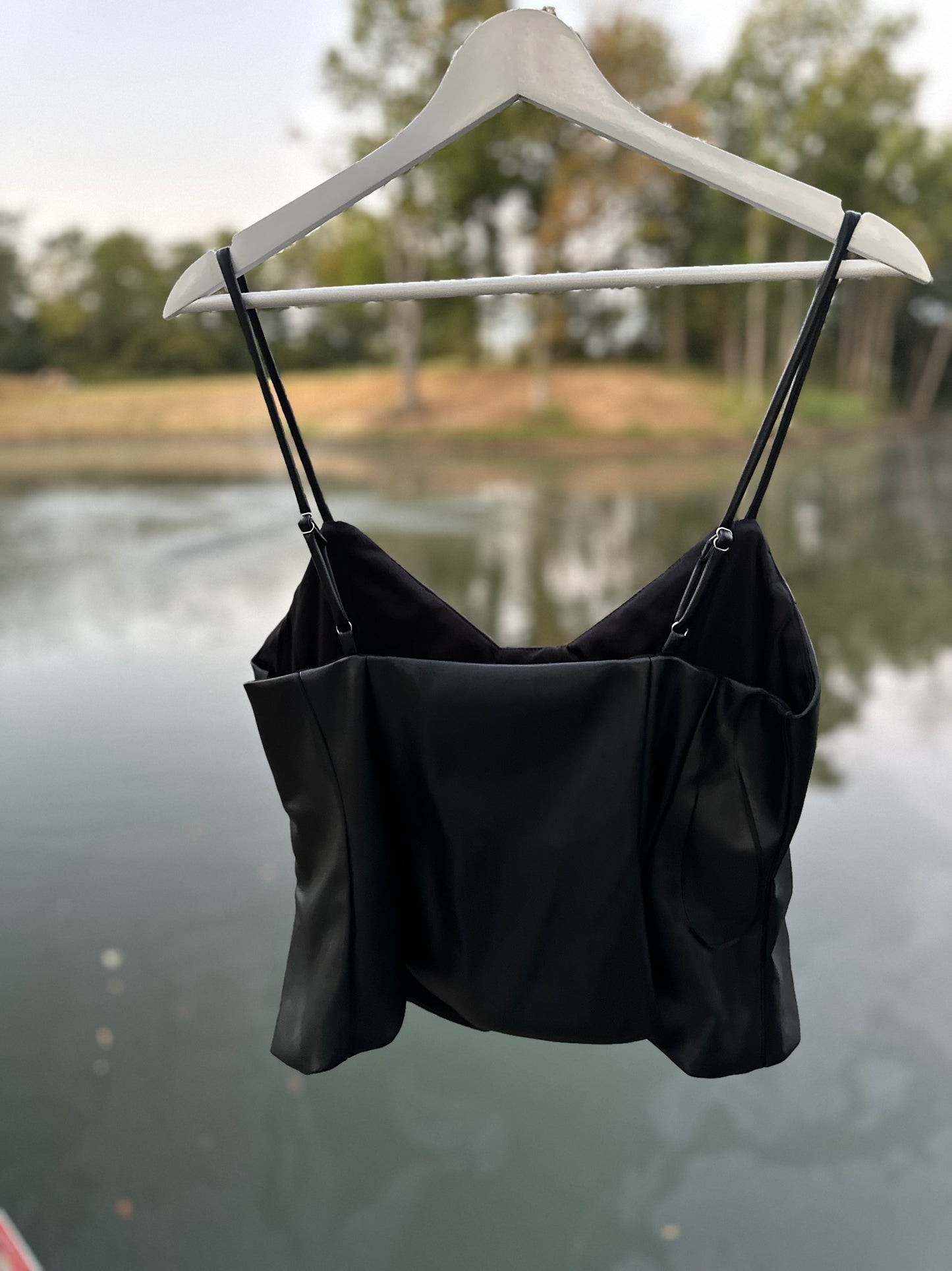 Rebel Bloom Faux Leather Blouse