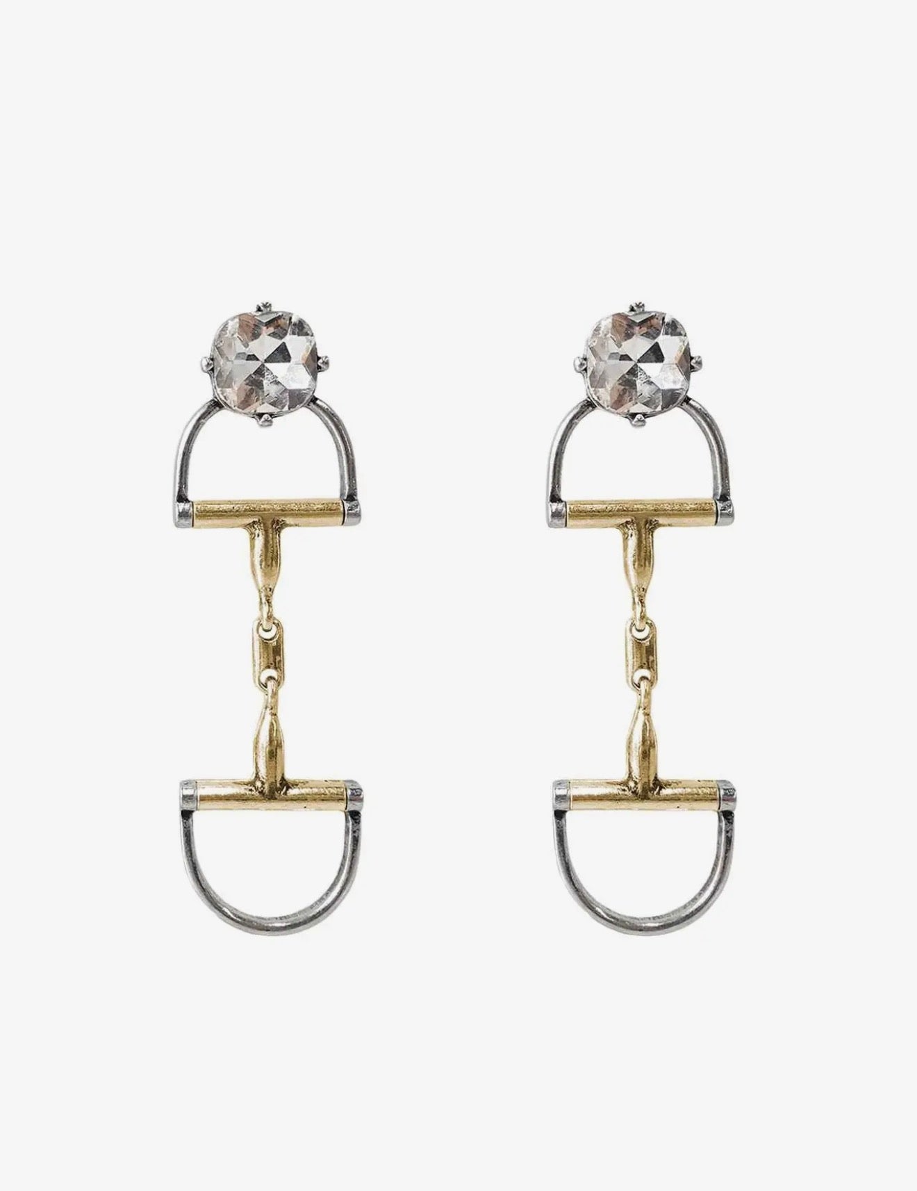 1886 Gold Double Bit Drop Earrings