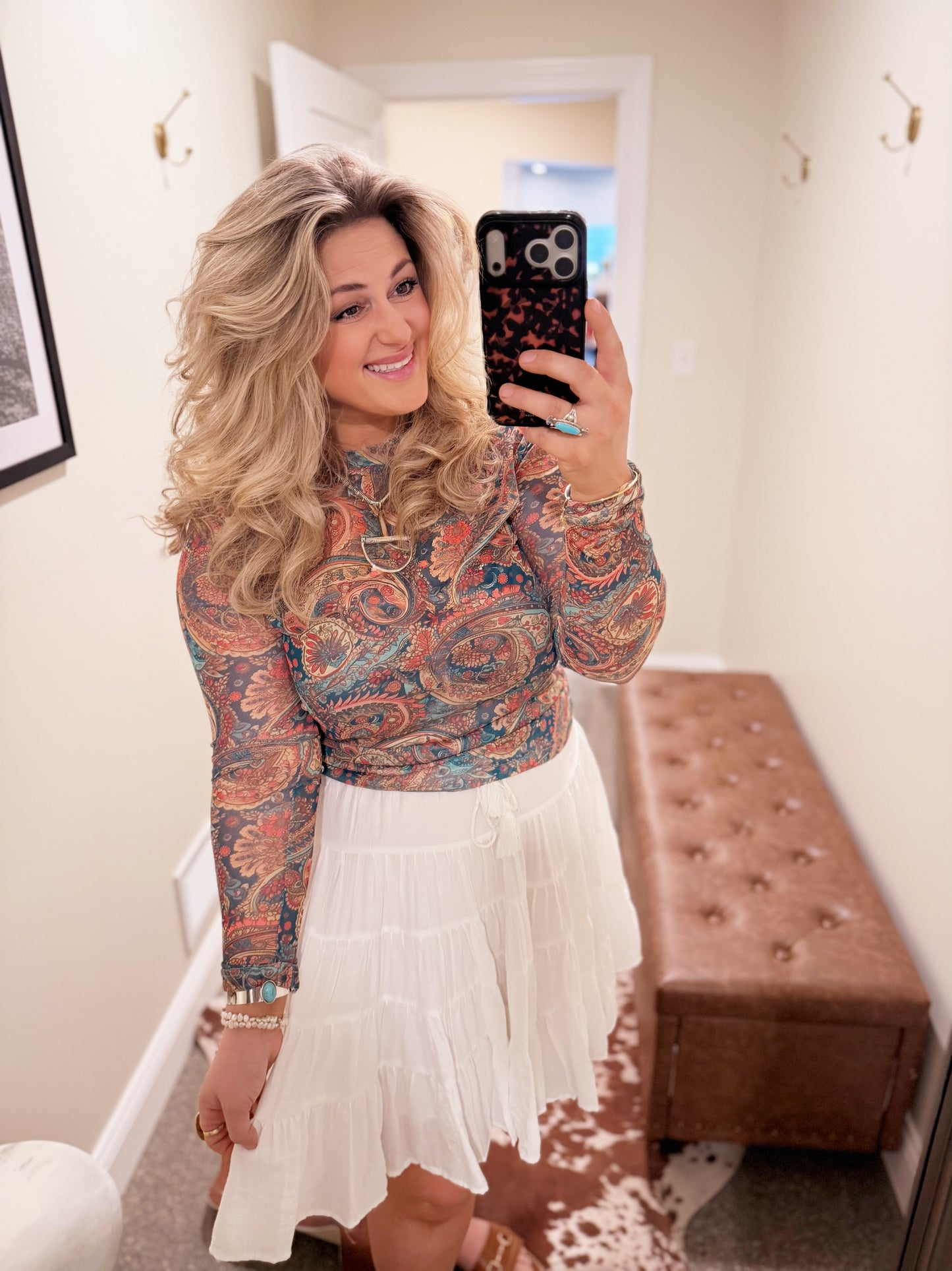 Priscilla’s Paisley Mesh Top