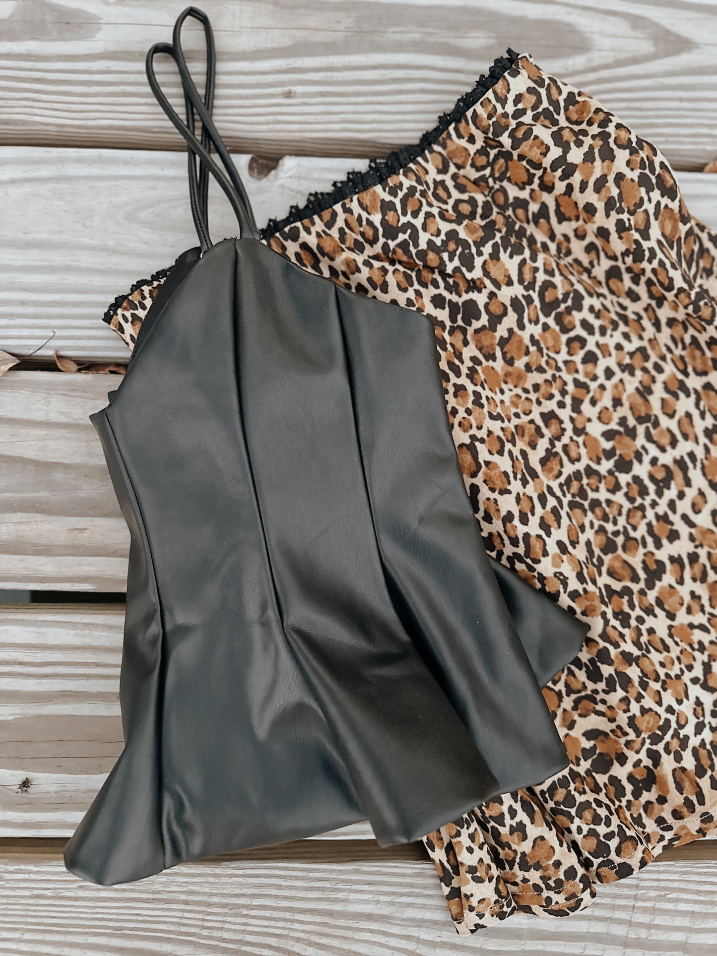 Rebel Bloom Faux Leather Blouse