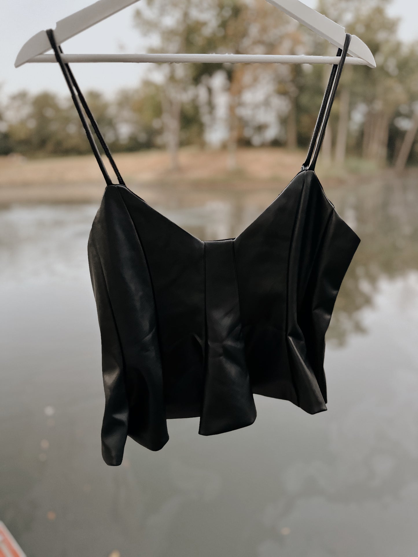 Rebel Bloom Faux Leather Blouse