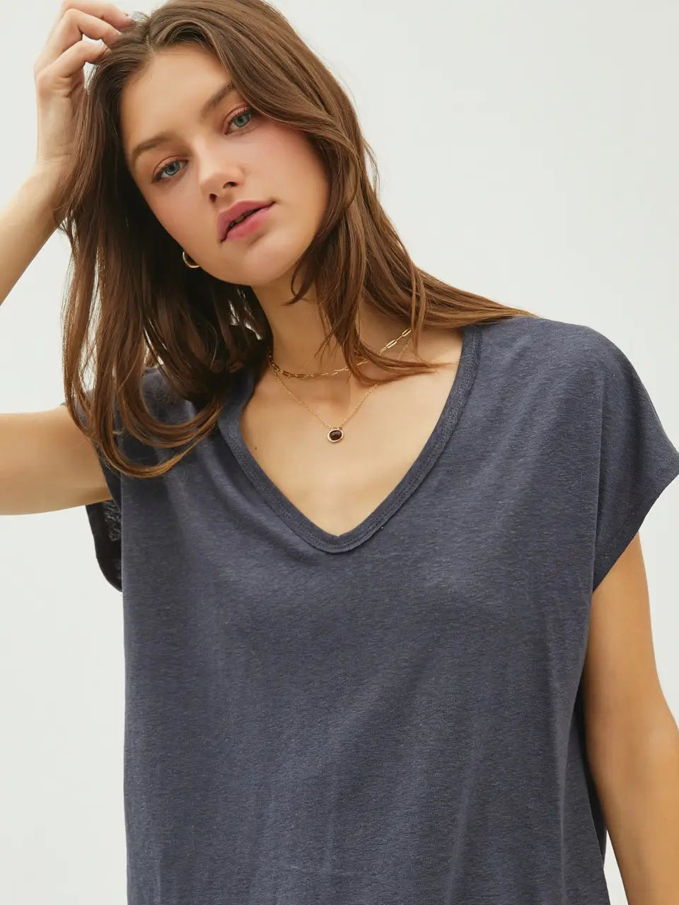 Raw Edge Charcoal Linen Tee