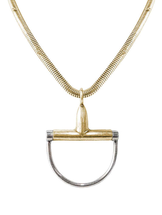 1886 Gold Snaffle Bit Necklace — Snake Chain (18”)