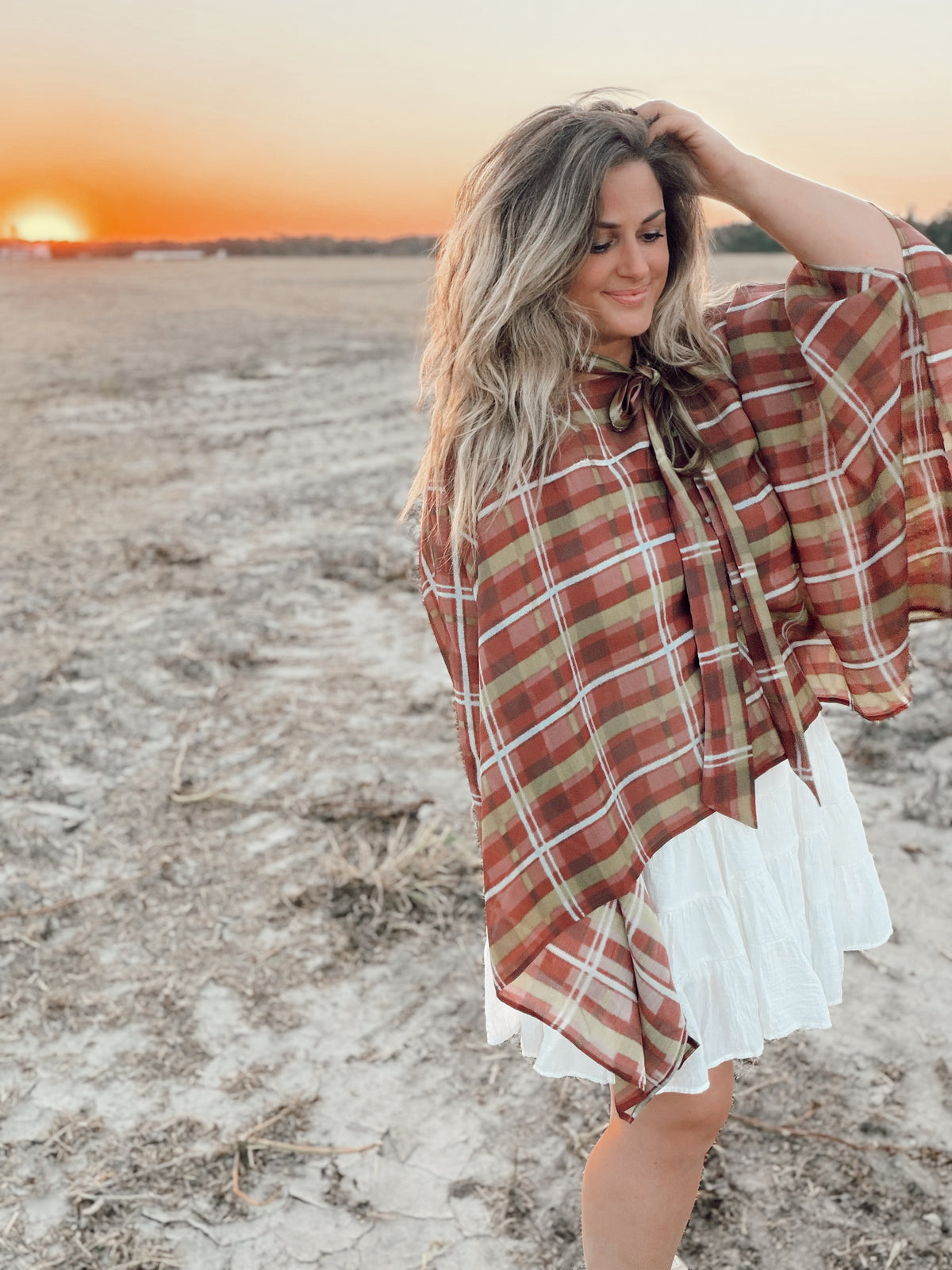 Hawthorne Plaid Tie Blouse