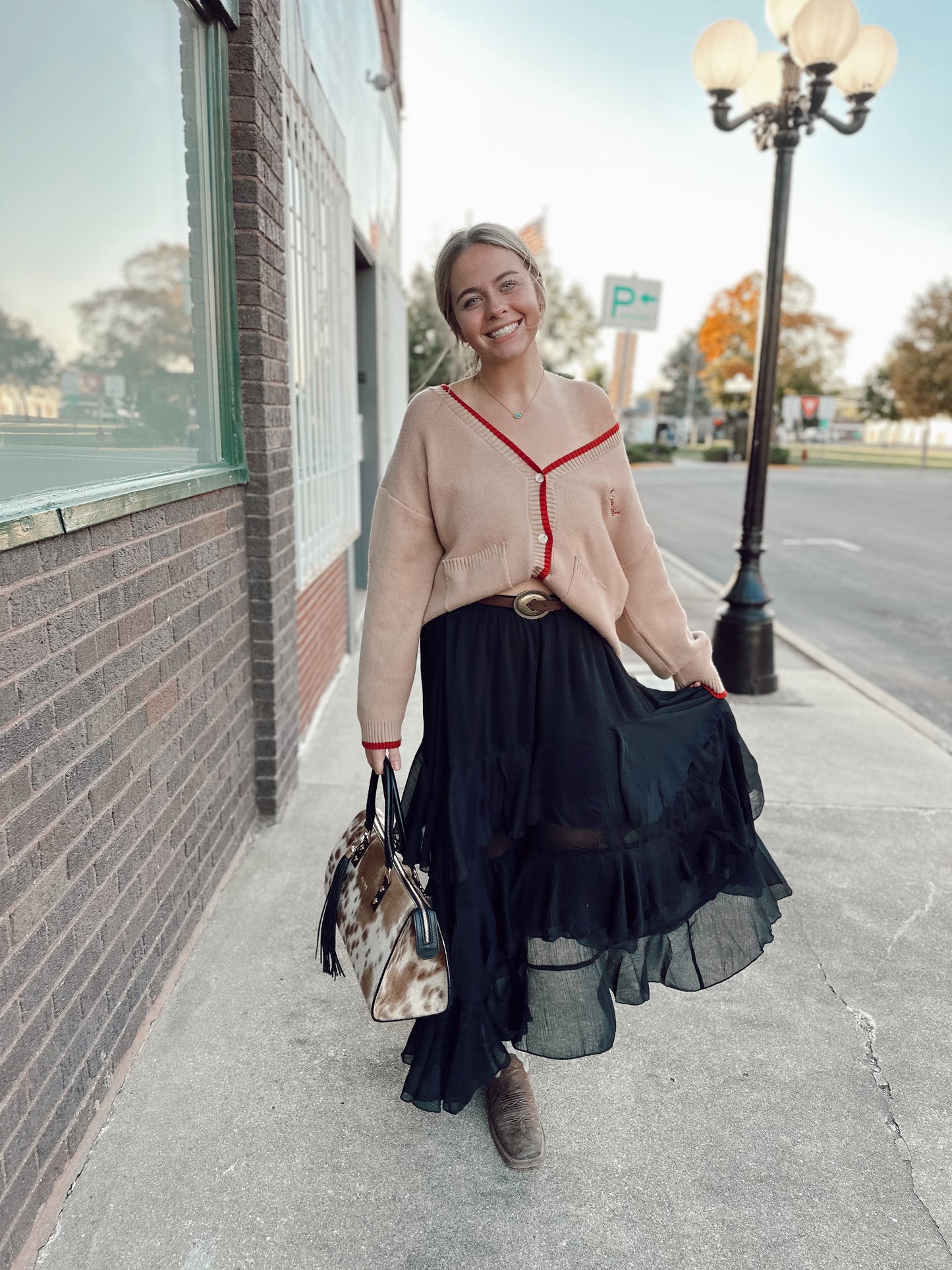 Tiered Ruffle Maxi Skirt Black