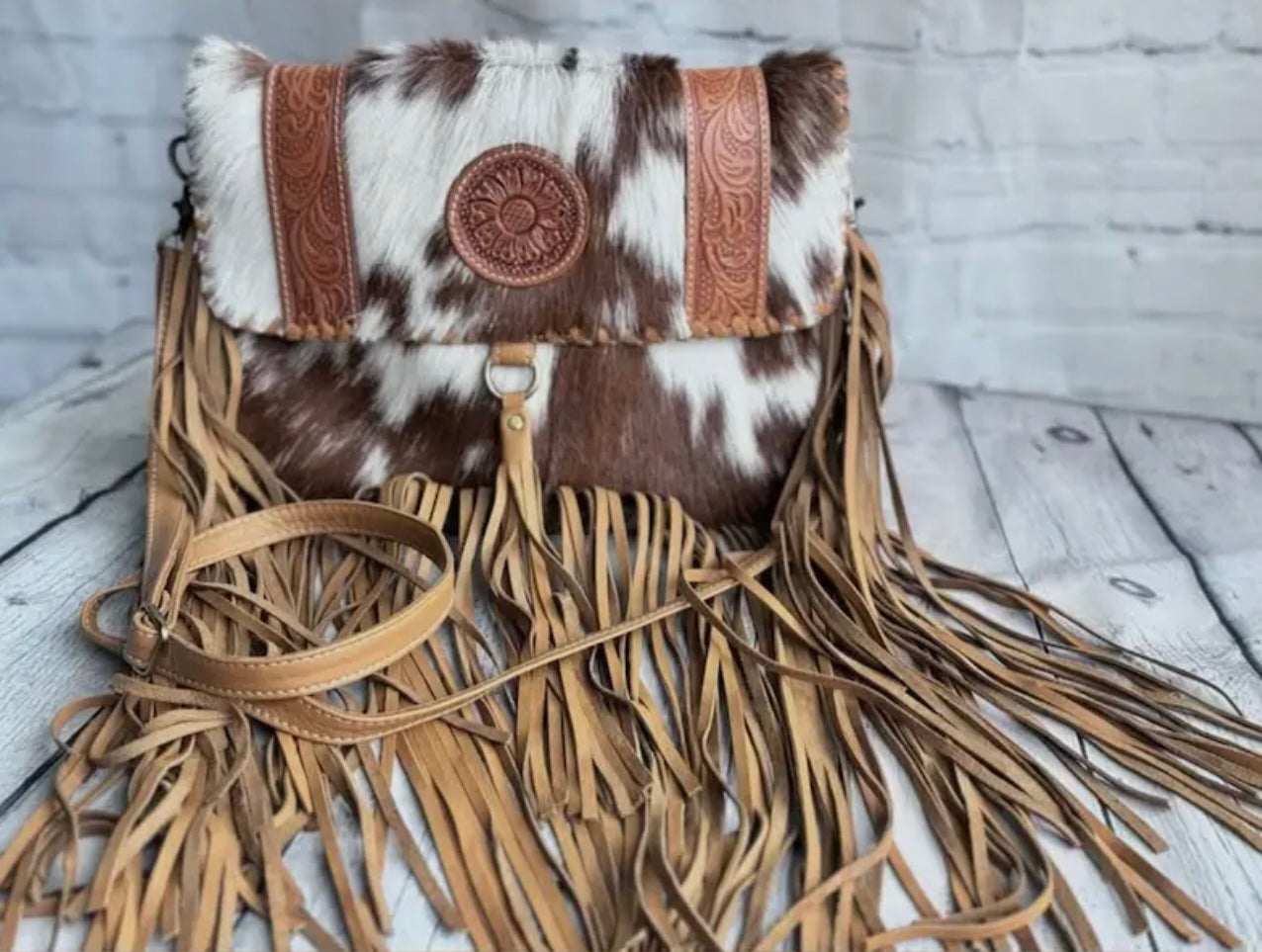 The Claire Cowhide Crossbody-Tan
