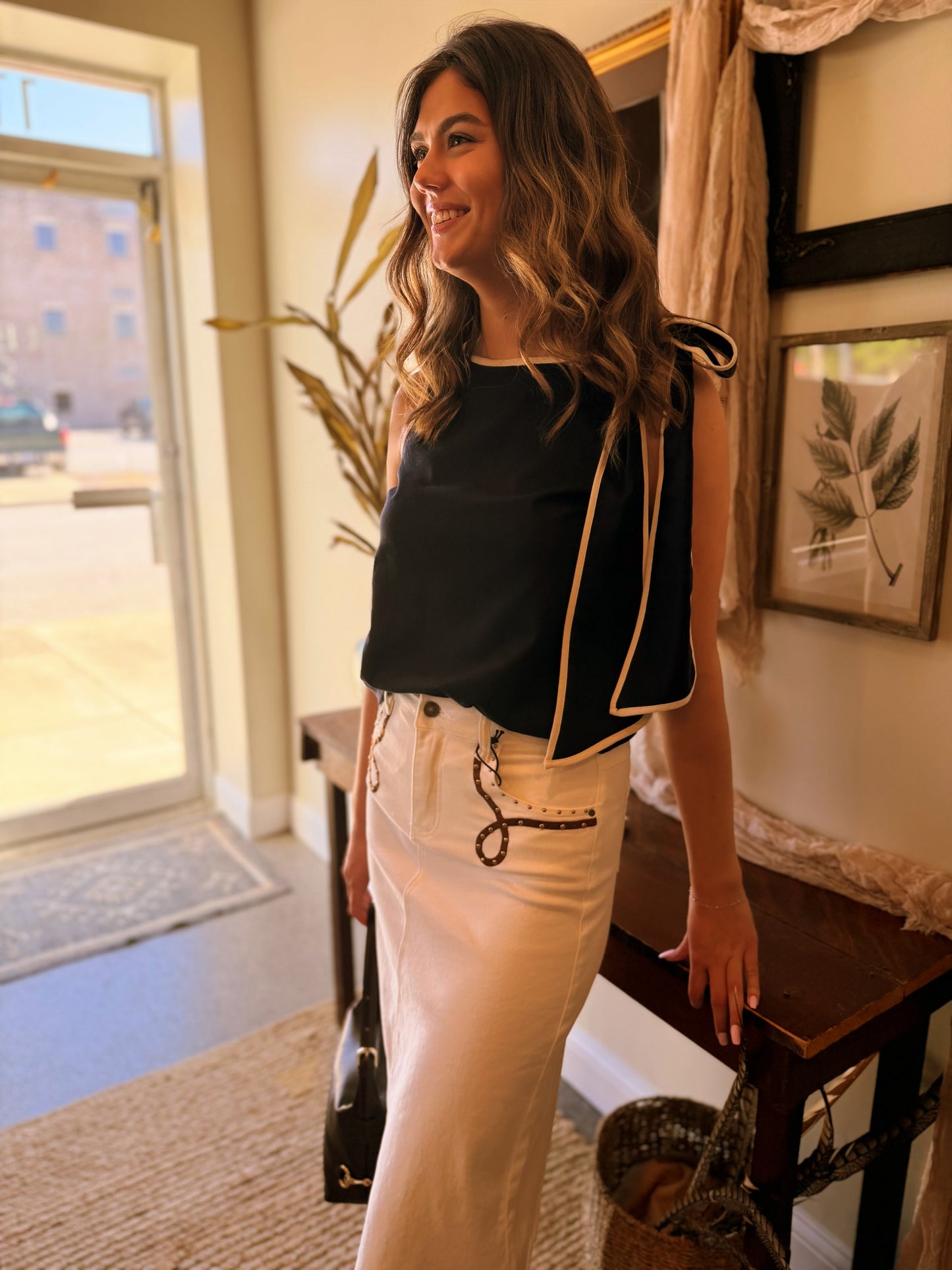 The Briar Bow Top - Navy