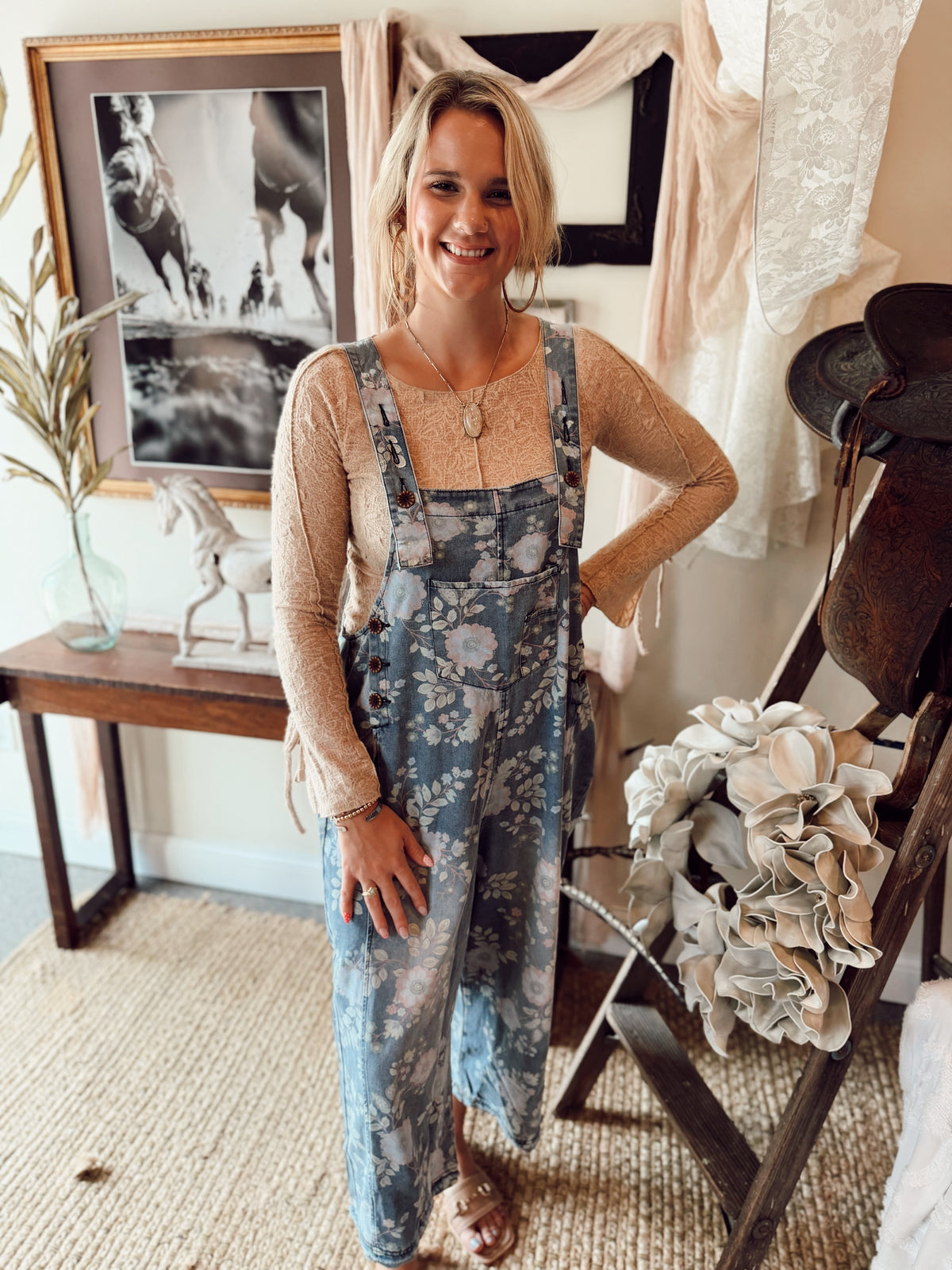 The Bluebell Garden Bibs - Denim & Lilac