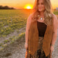 Embroidered Faux Suede Vest (Brown)