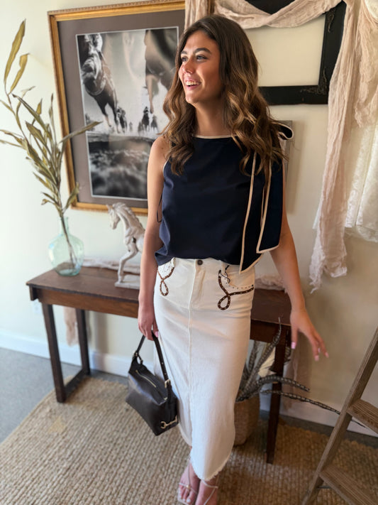 The Briar Bow Top - Navy