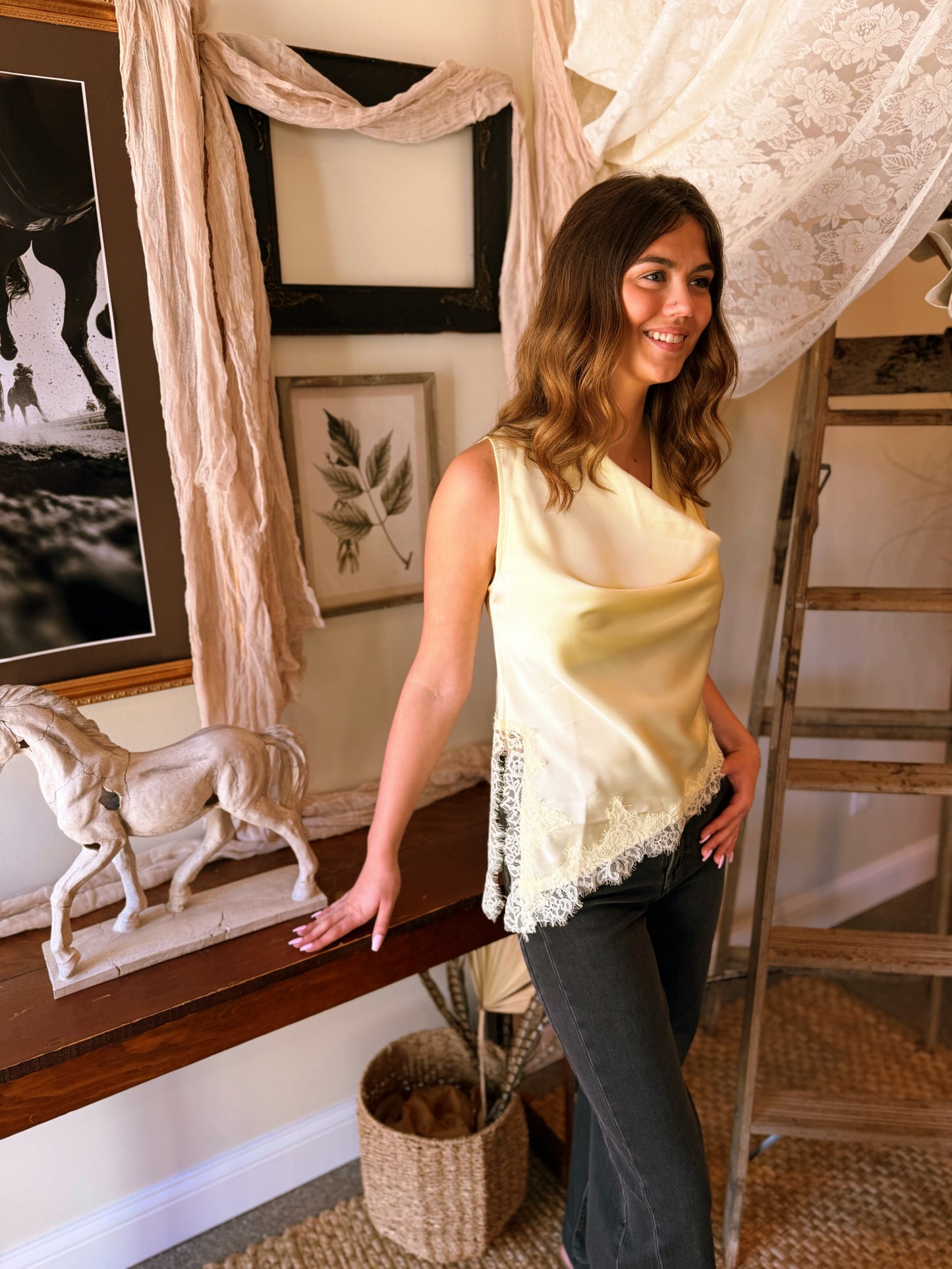 The Heirloom Lace Satin Tank