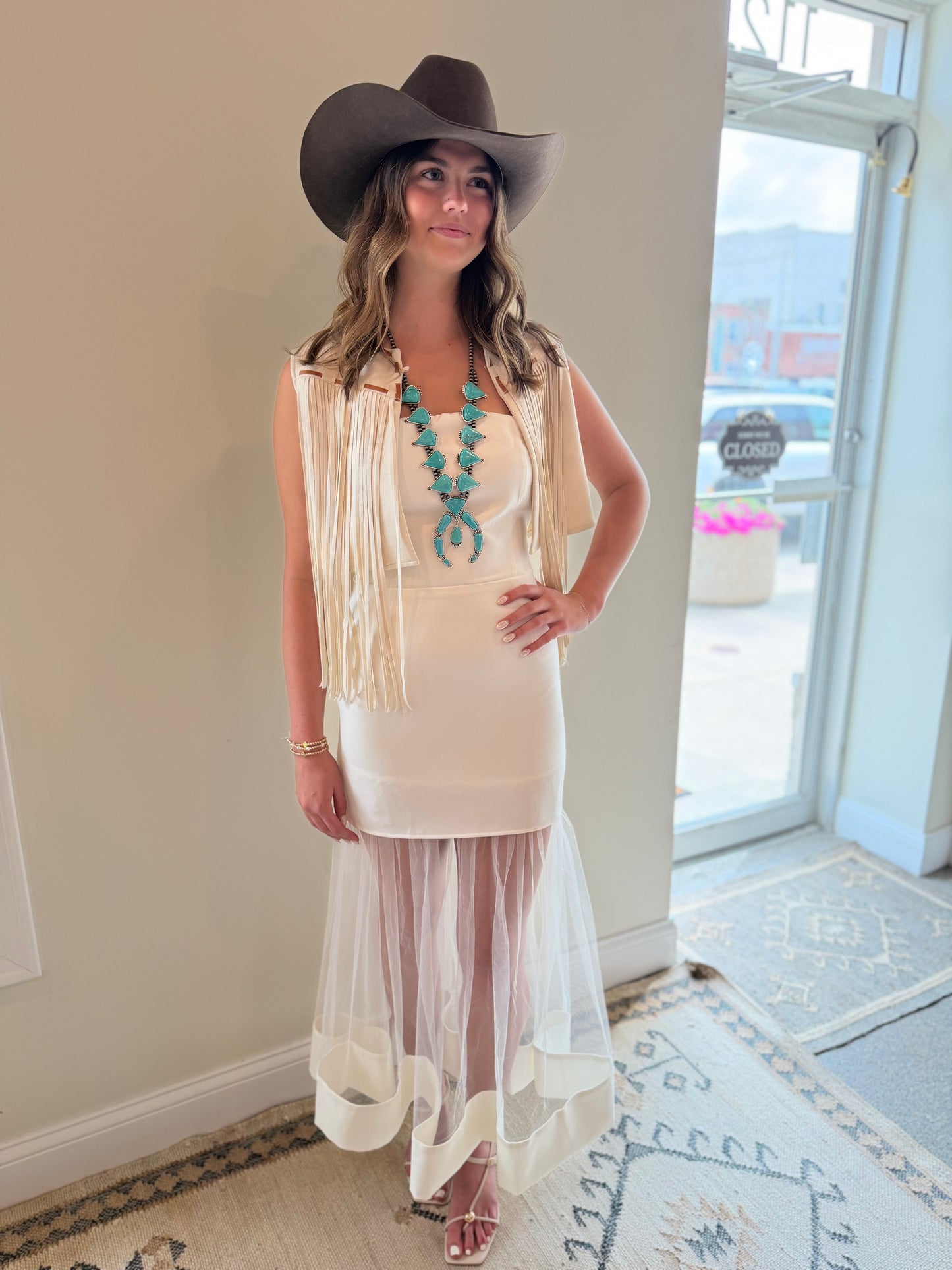 Emmelines Ivory Fringe Vest
