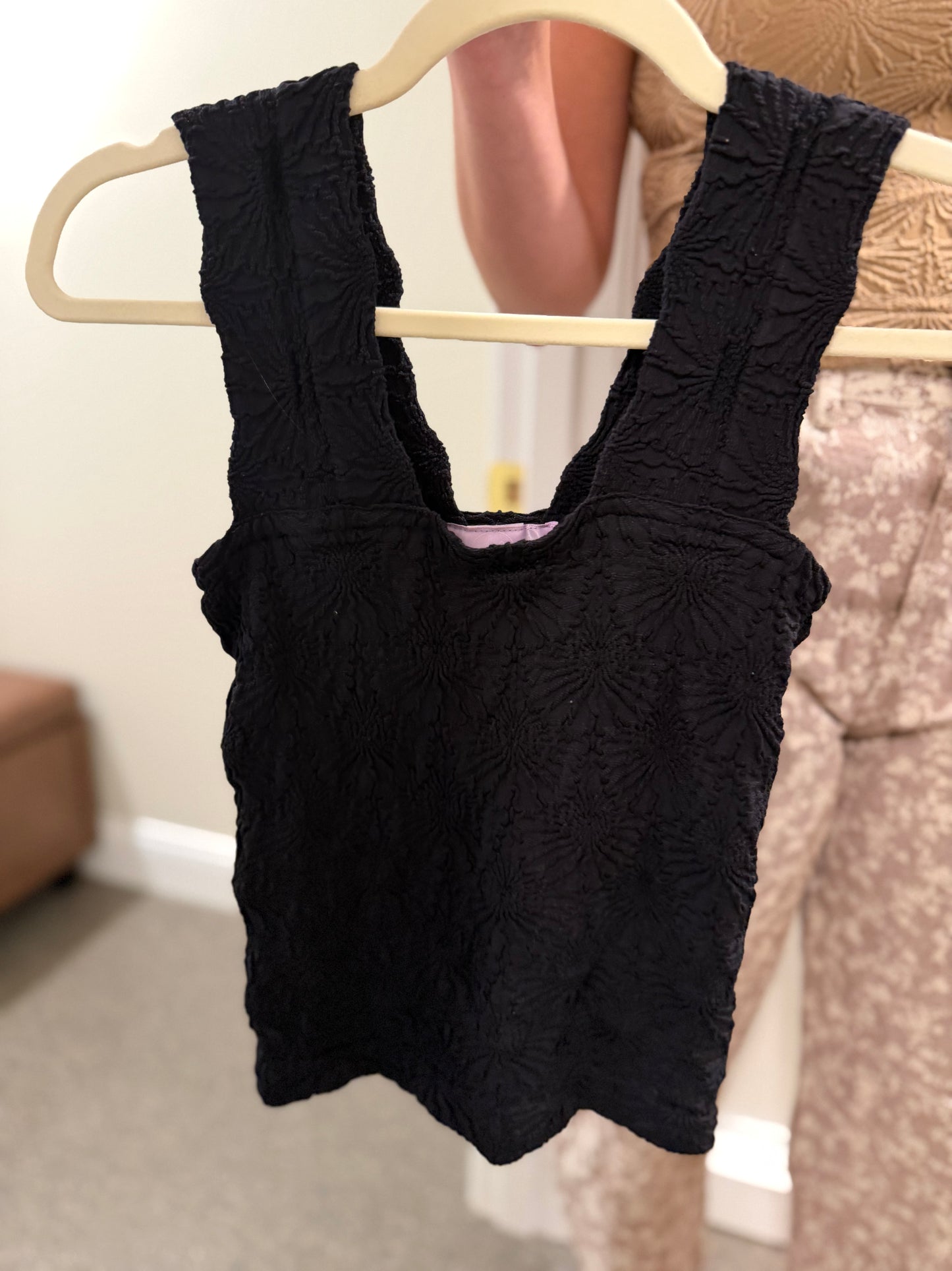 Textured Black Knit Tank