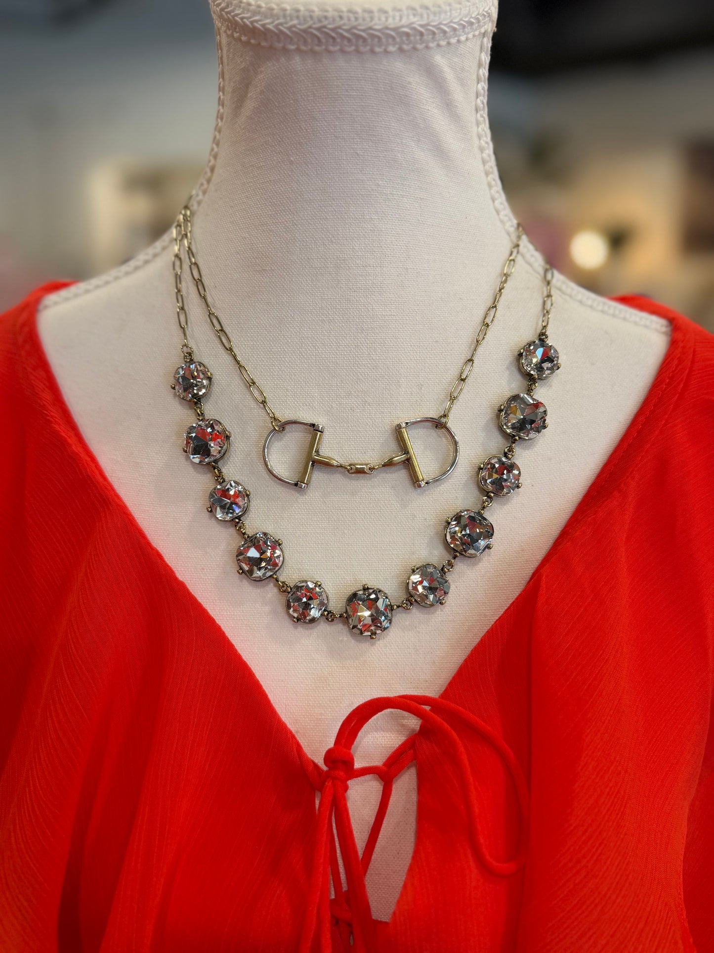 1888 Mixed Layered Snaffle Bit 18” Necklace