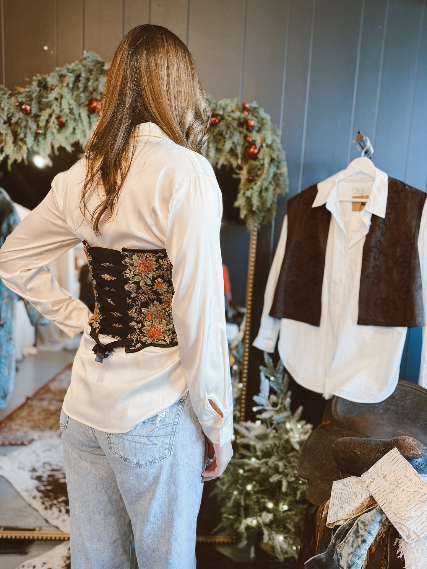 Floral Tapestry Corset Top