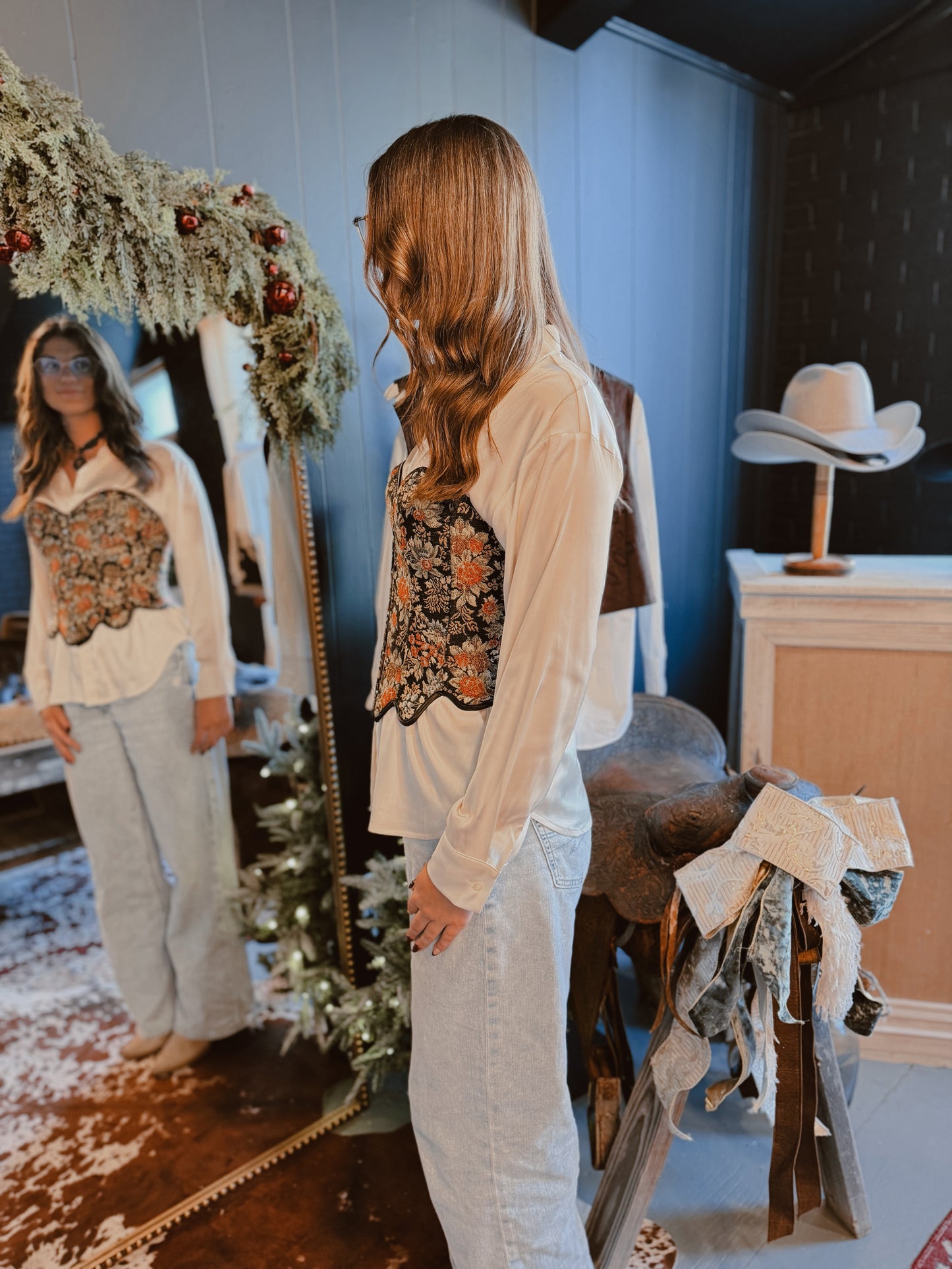 Floral Tapestry Corset Top