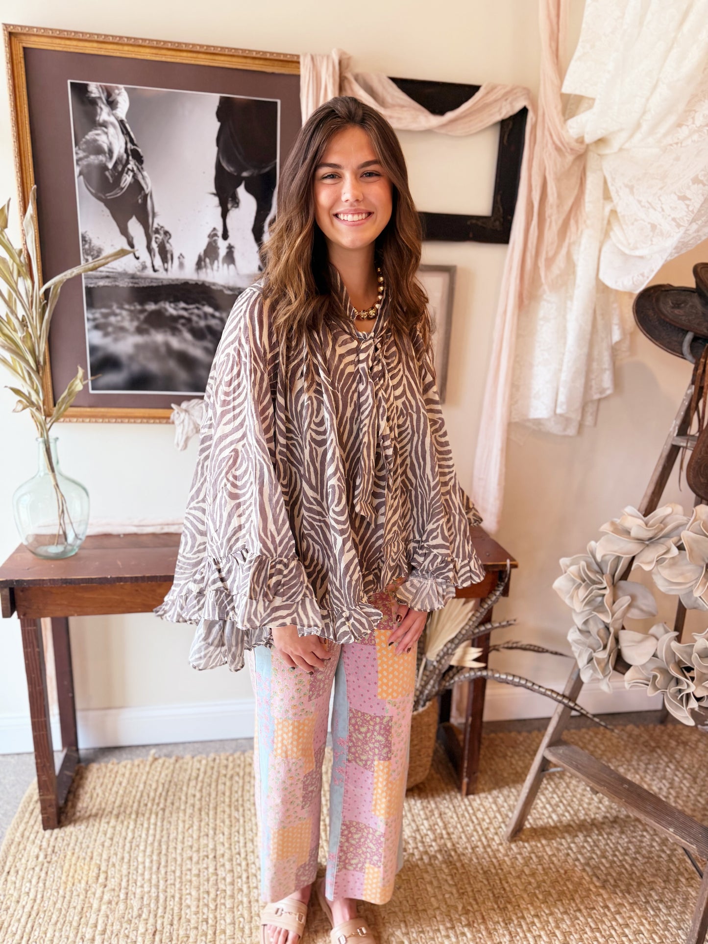 The Marlowe Zebra Blouse