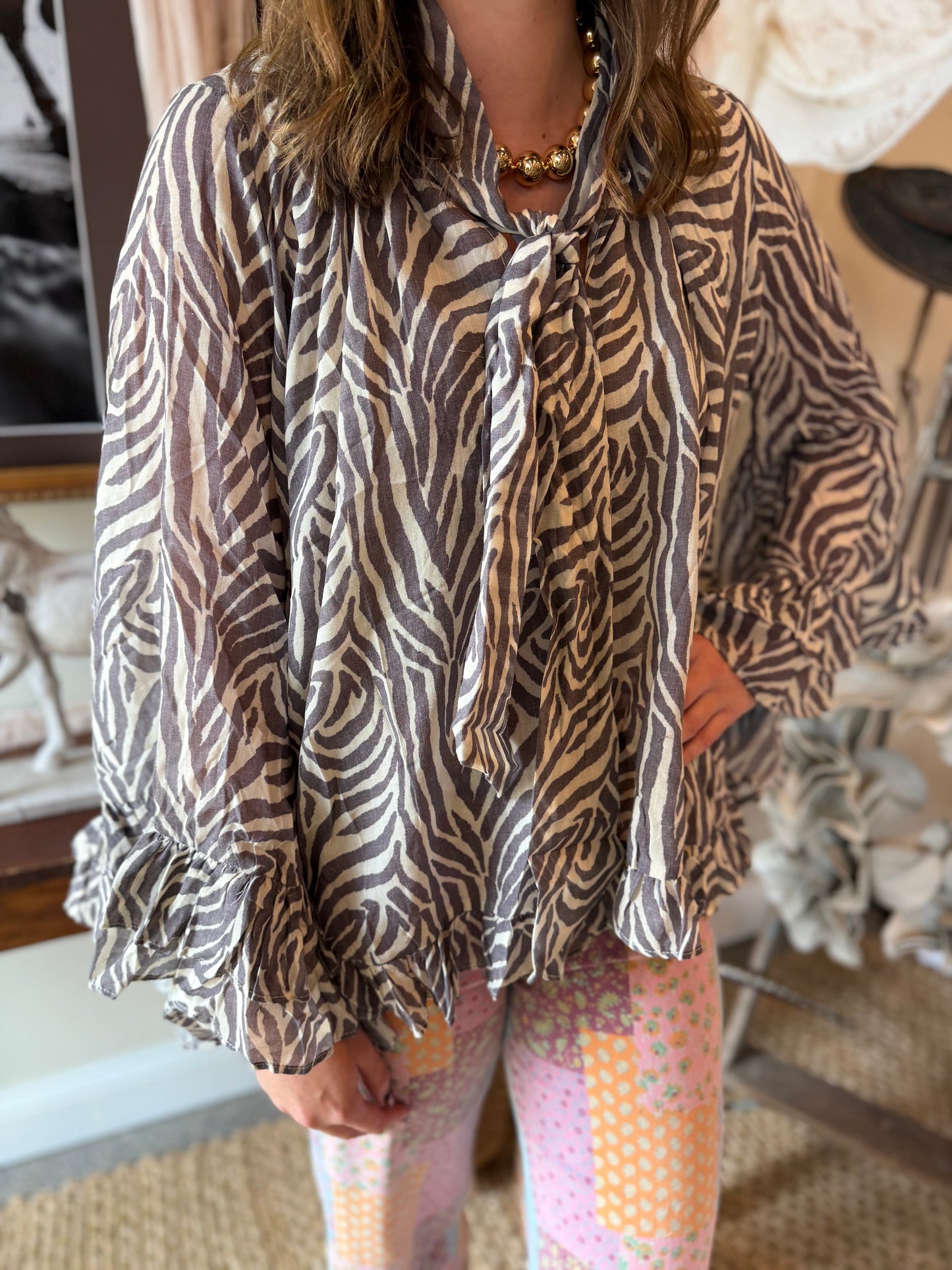 The Marlowe Zebra Blouse