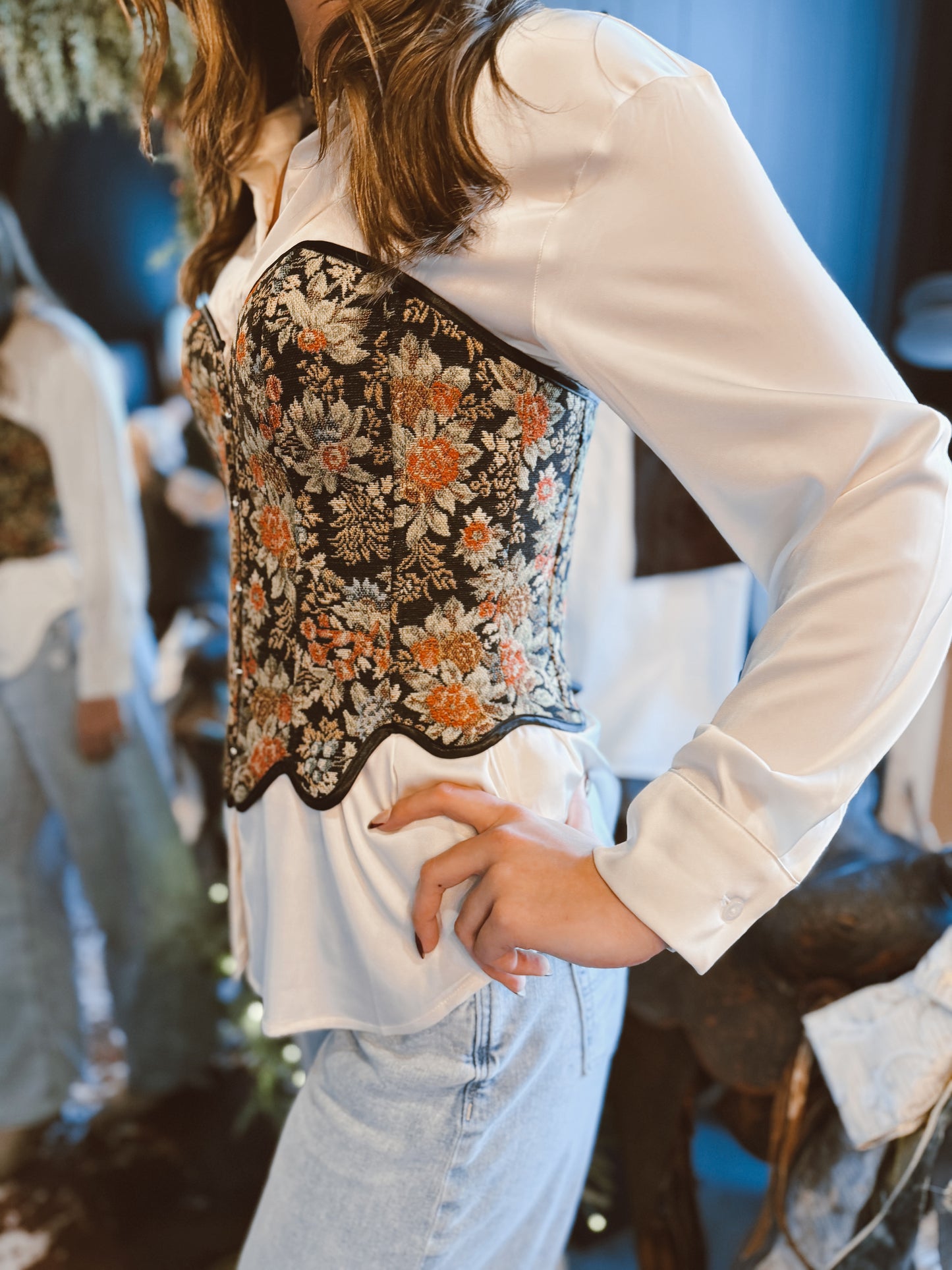 Floral Tapestry Corset Top