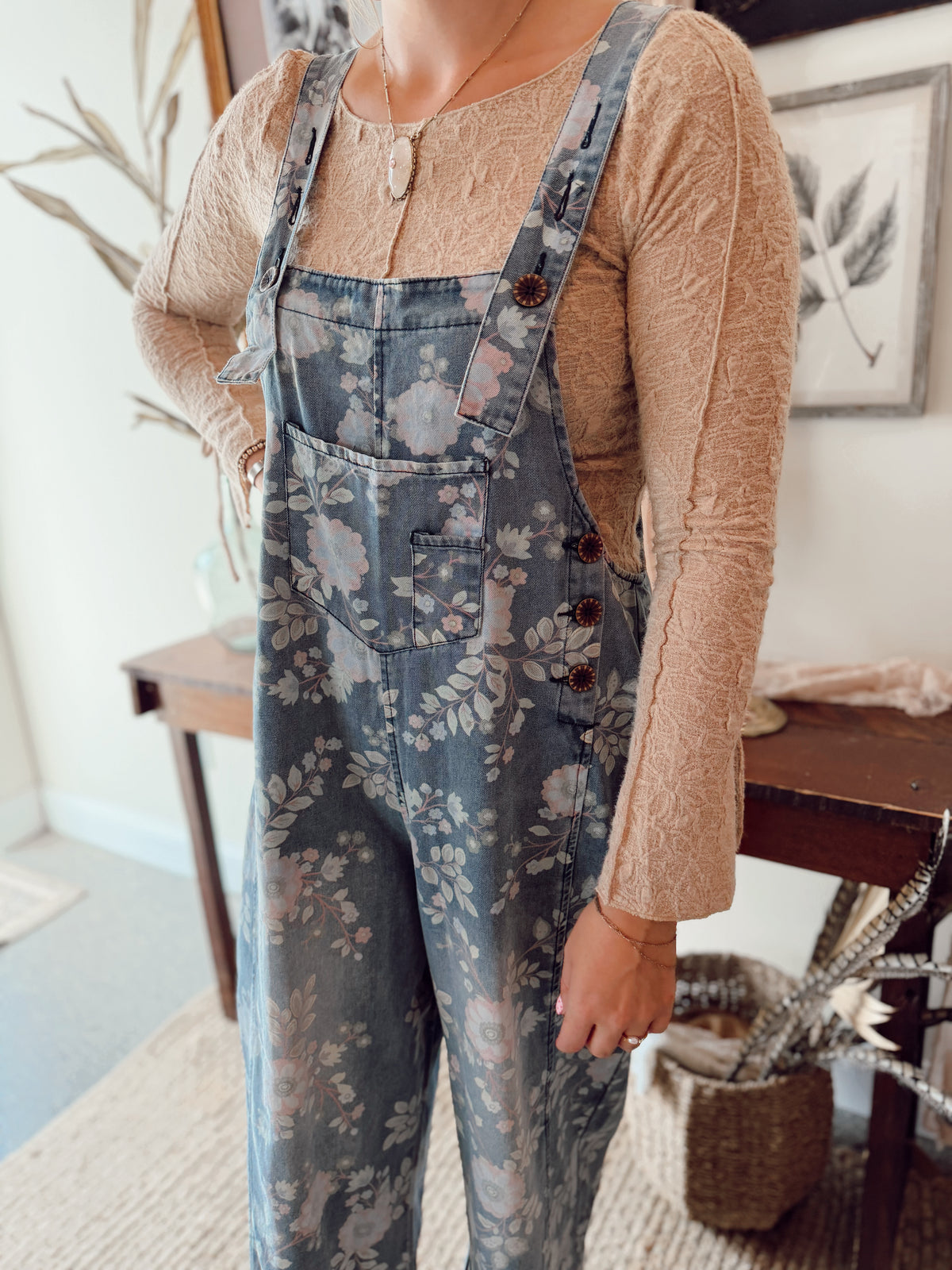 The Bluebell Garden Bibs - Denim & Lilac