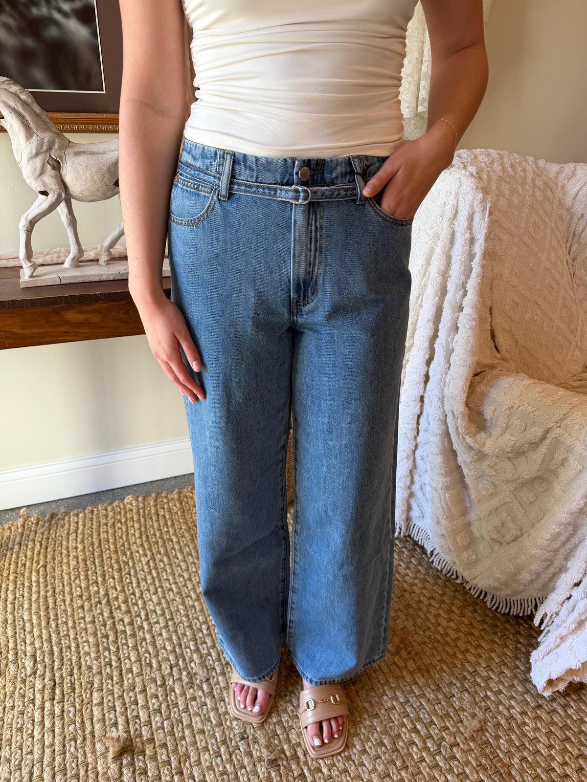 The Brynn Belted Wide Leg Jeans | Habitual