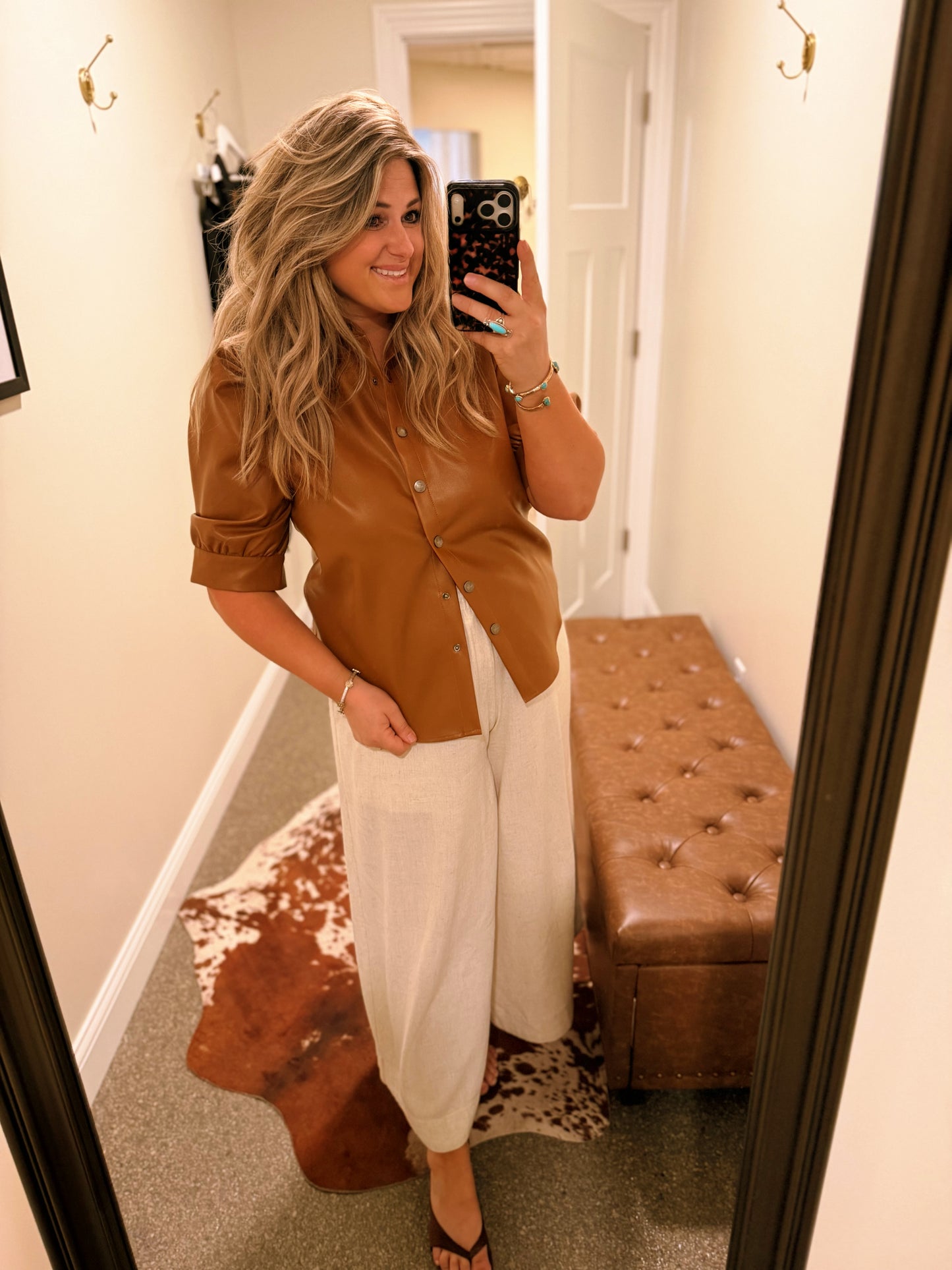 Magnolia Brown Leather Top
