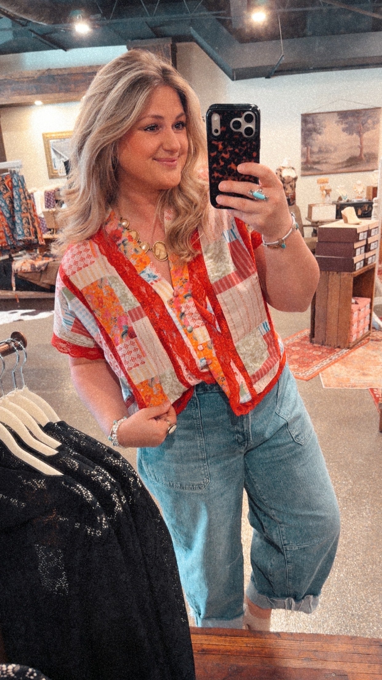 Pearls Patchwork Top