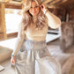 Whitlee’s White Shimmer Mock Neck Top