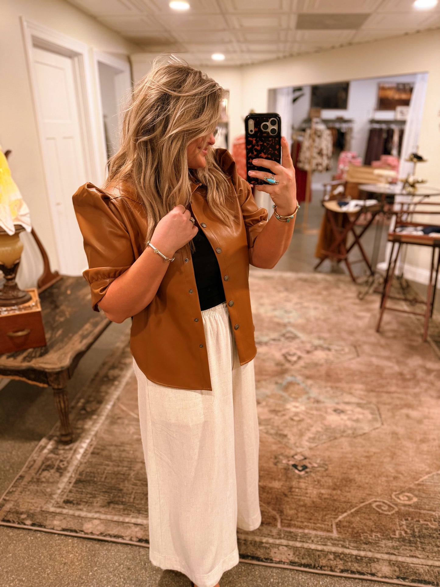 Magnolia Brown Leather Top