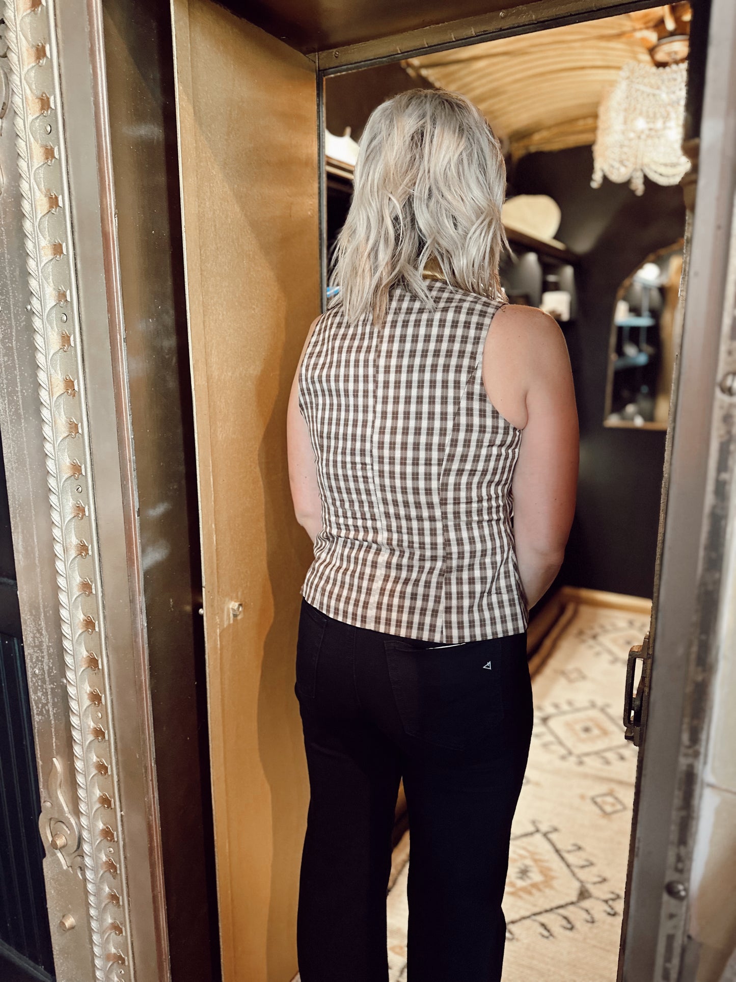 The Kensington Plaid Button Down Vest Top