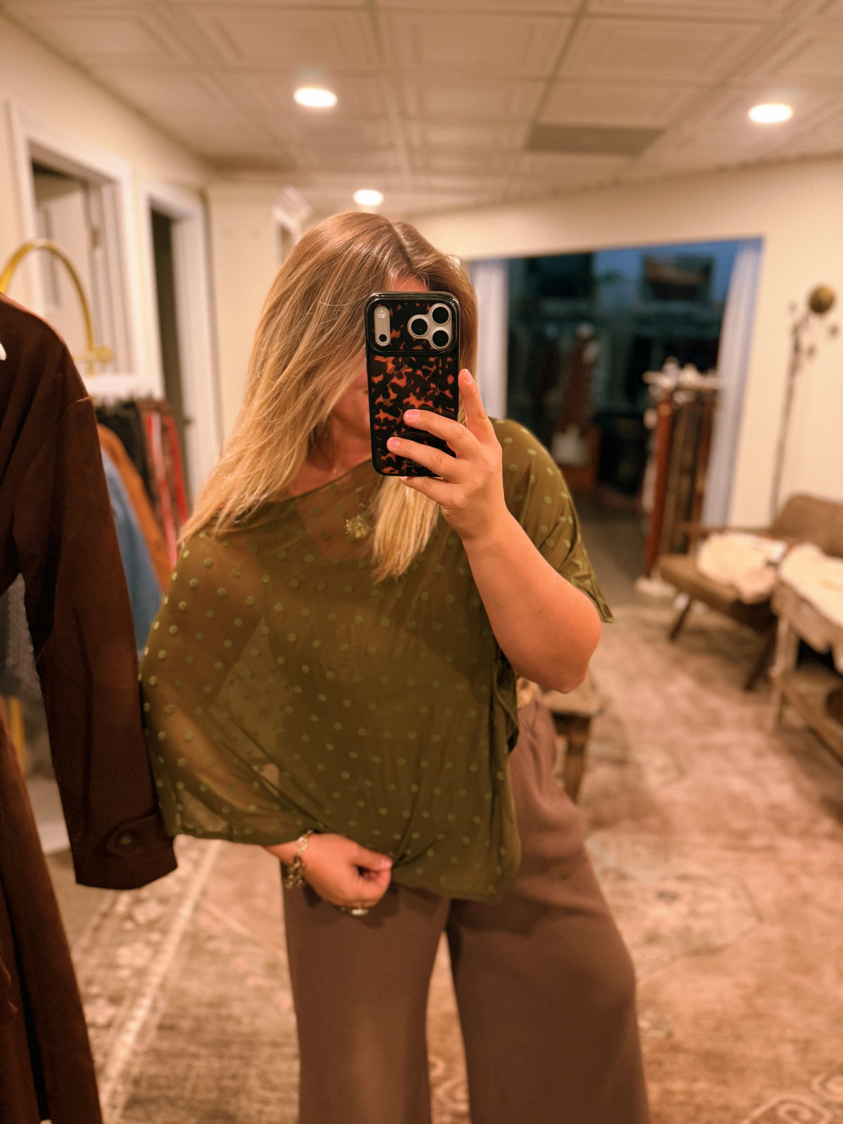The Cordelia Dot Cape - Olive