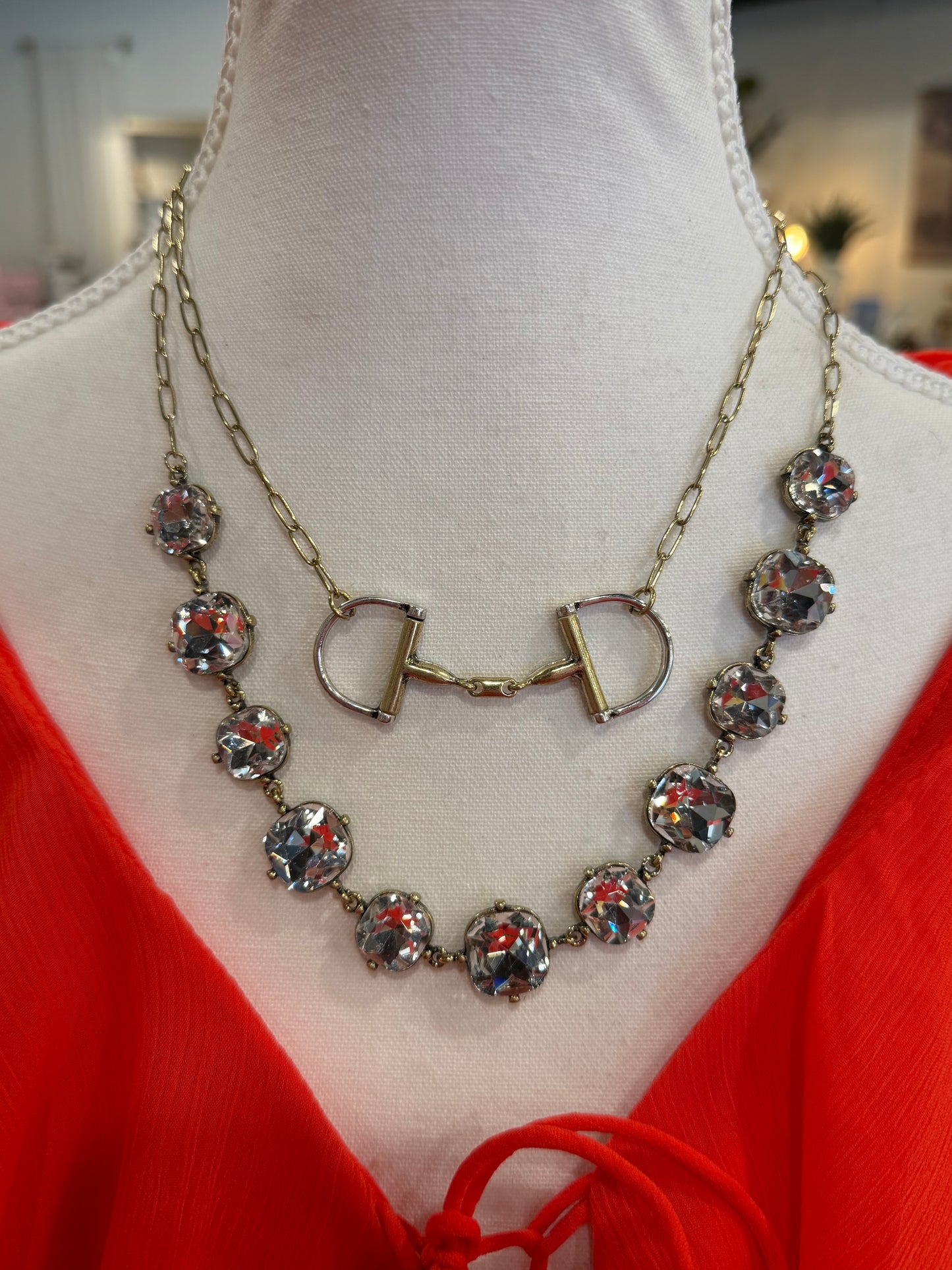 1888 Mixed Layered Snaffle Bit 18” Necklace