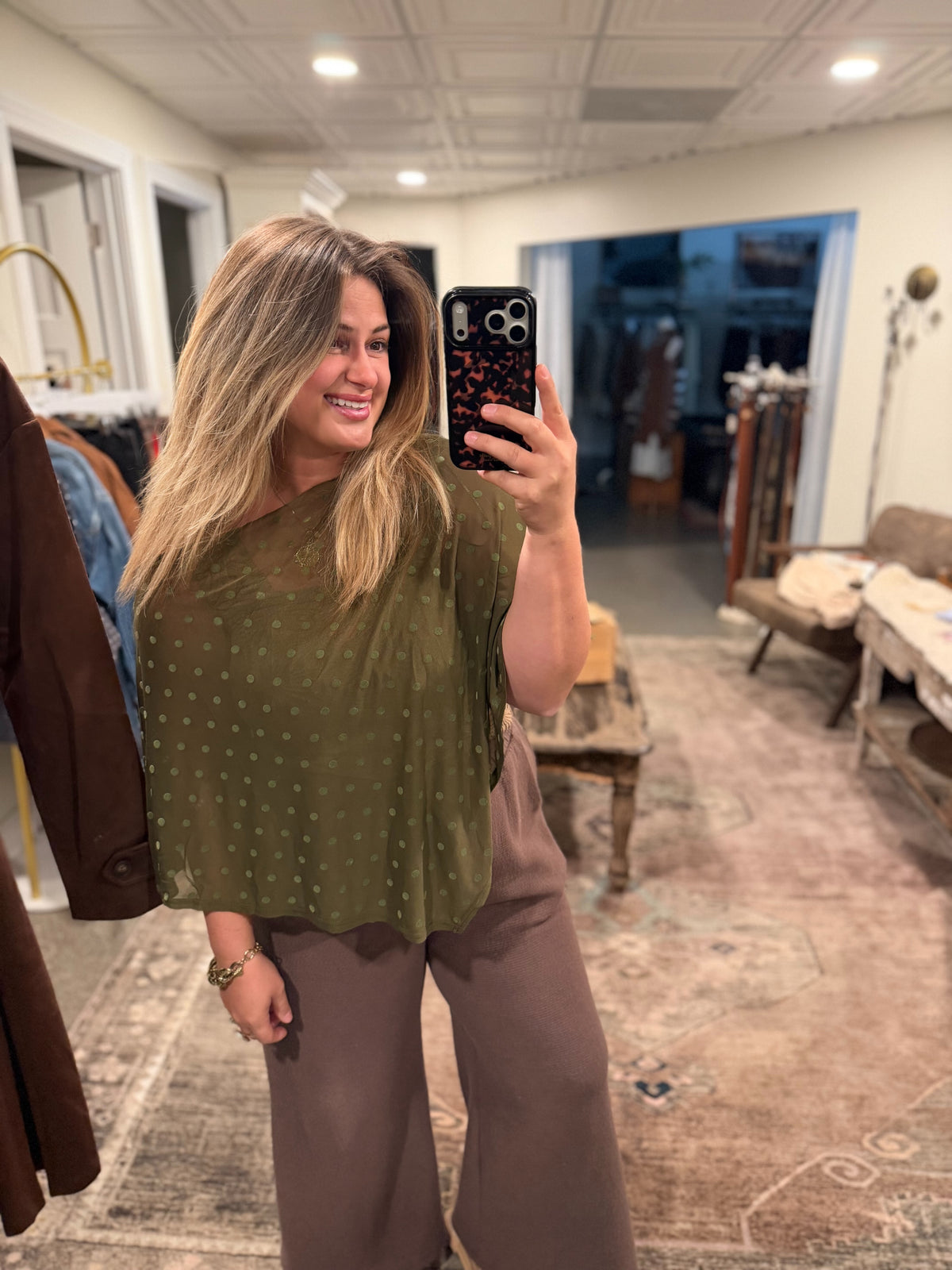 The Cordelia Dot Cape - Olive