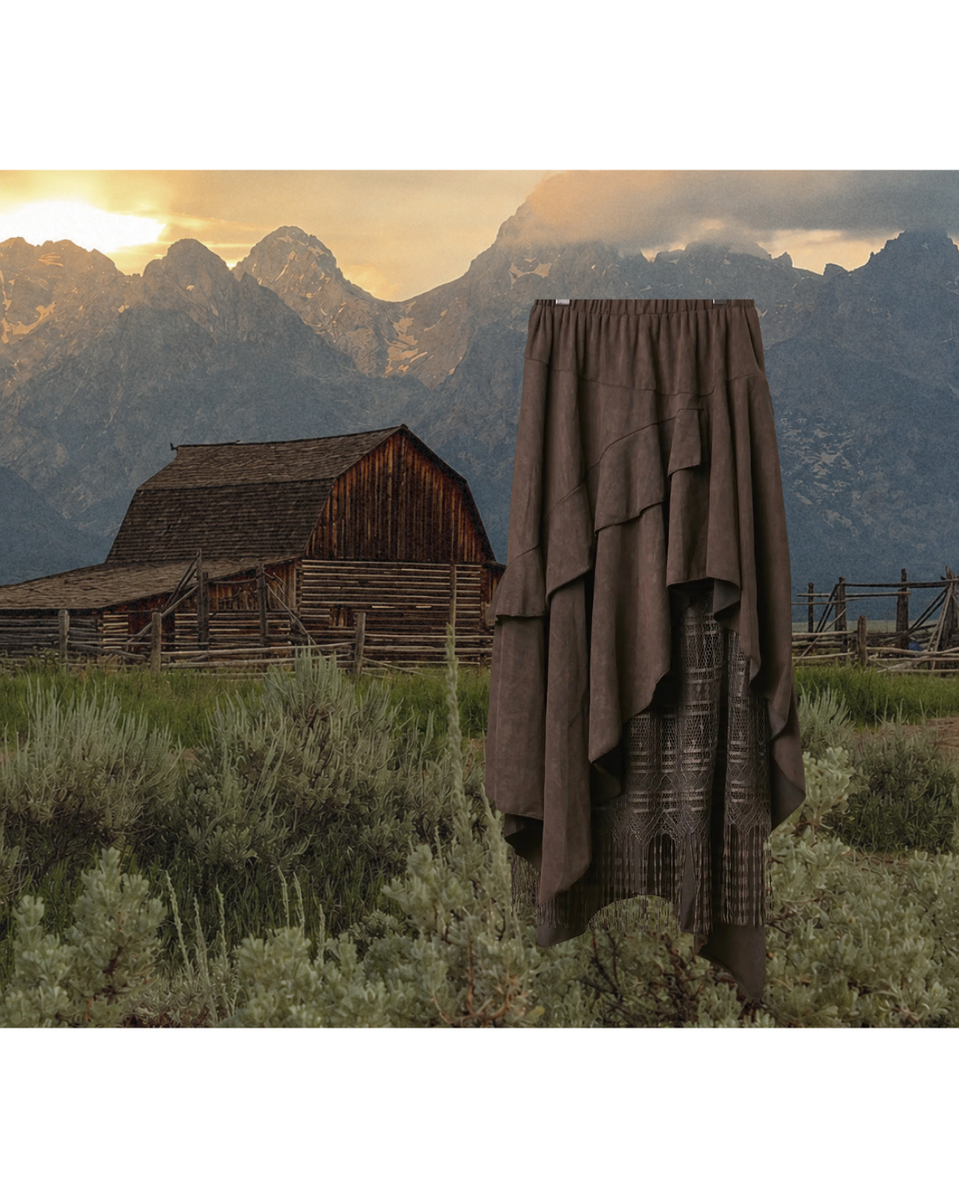 Ophelia’s Suede & Lace Skirt