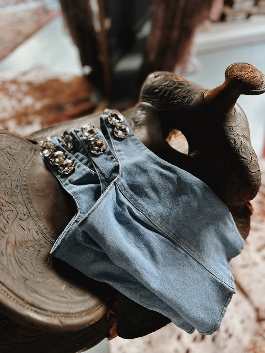 Etta’s Crystal Denim Corset Top