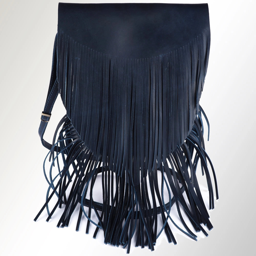 Natalia’s black leather fringe bag