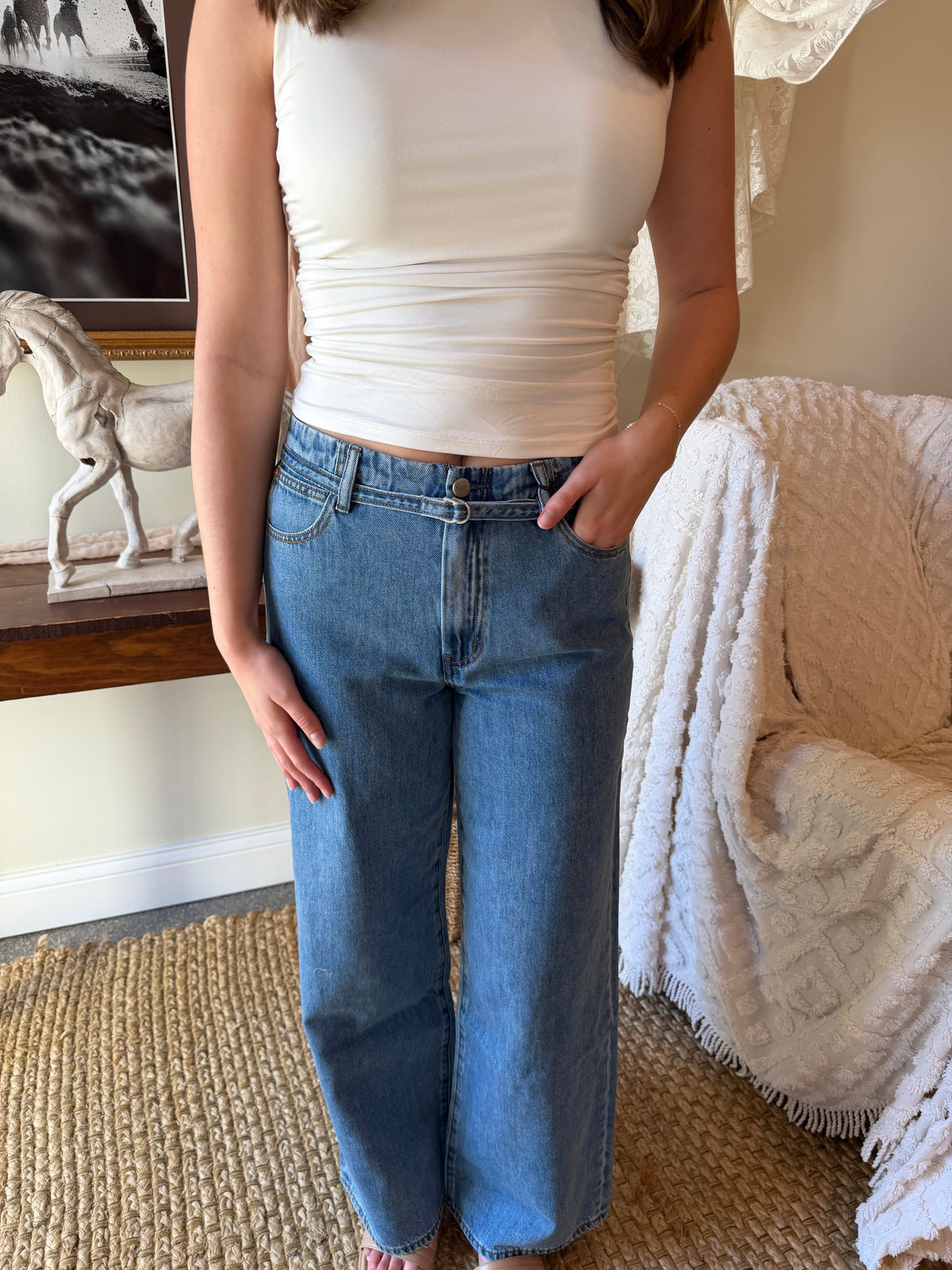 The Brynn Belted Wide Leg Jeans | Habitual