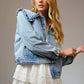 Ruffle Peter Pan Collar Denim Jacket