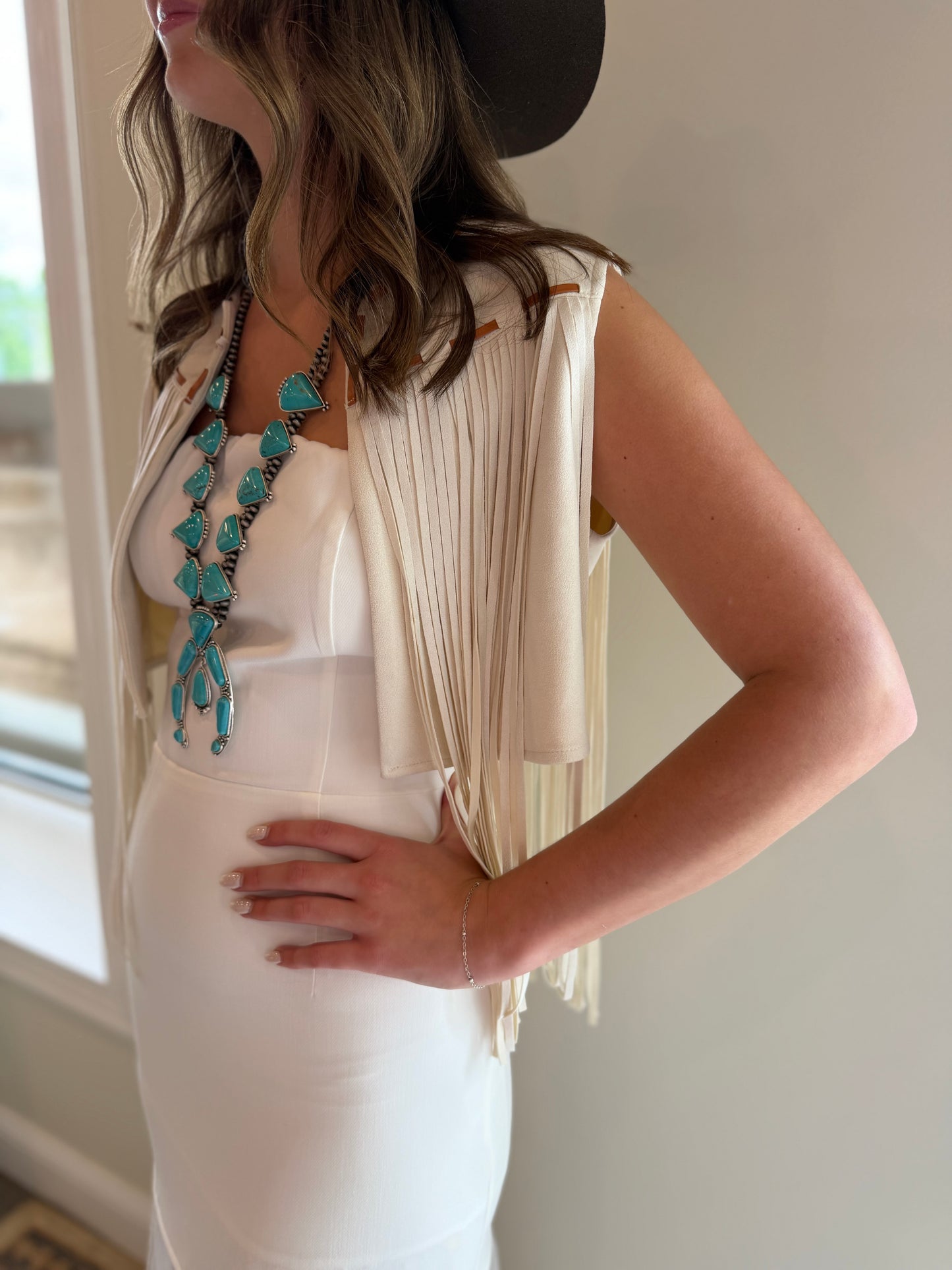 Emmelines Ivory Fringe Vest